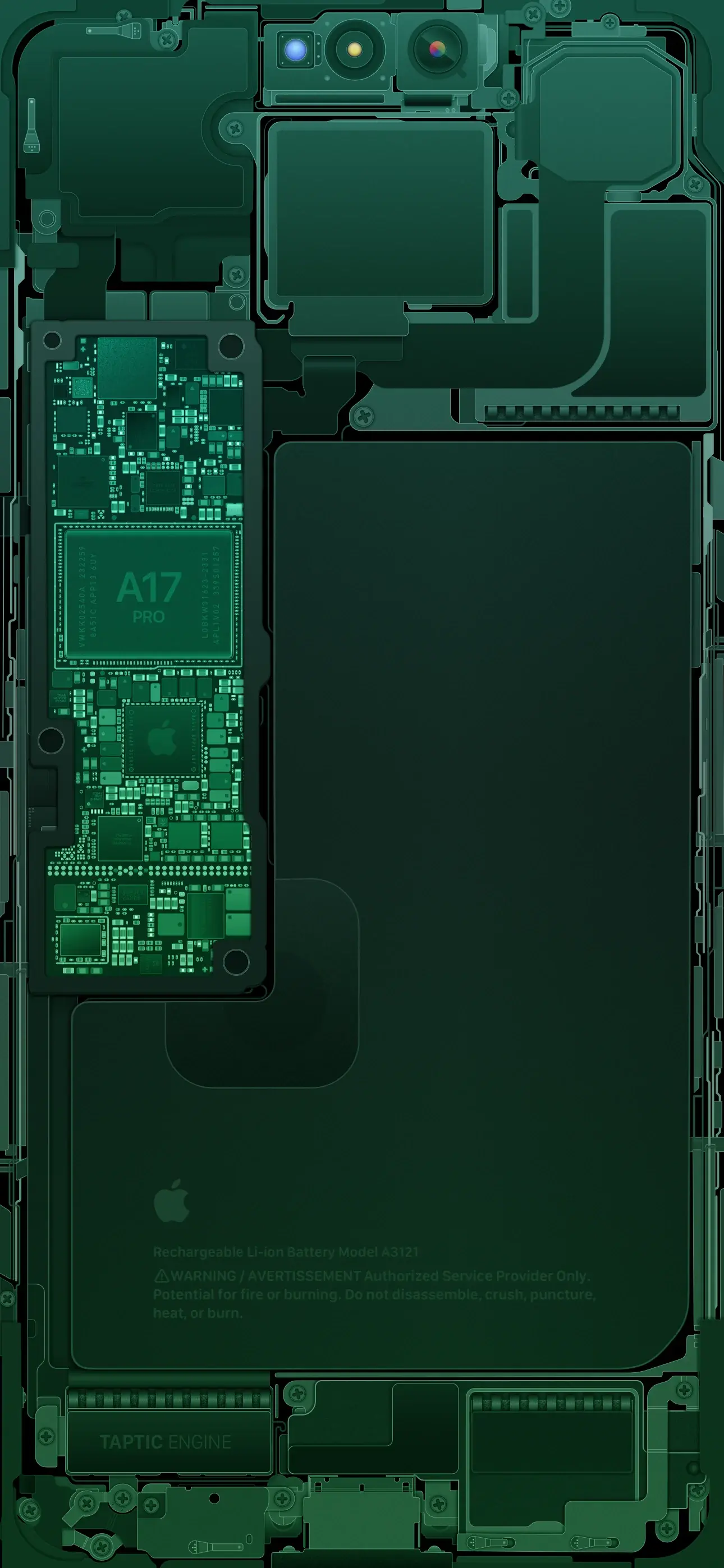 Apple A17 Pro Chipset Green iPhone Internals Internal Xray wallpaper for Apple iPhone, Apple Watch, Mac, iPad and Apple Watch