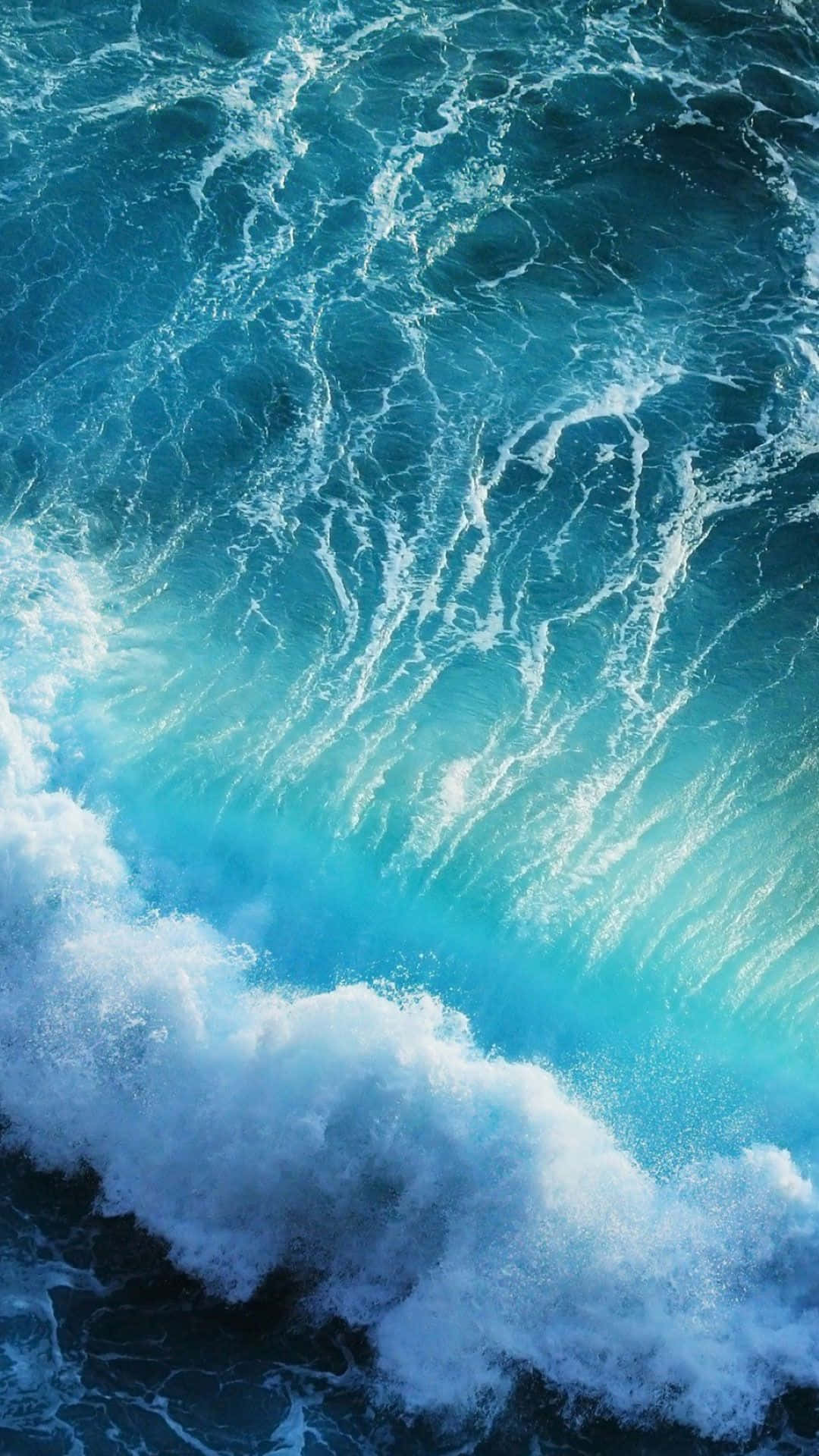 Apple iPhone 6S Stock iOS 9 Default And 6S Plus Vibrant Blue Crashing Waves