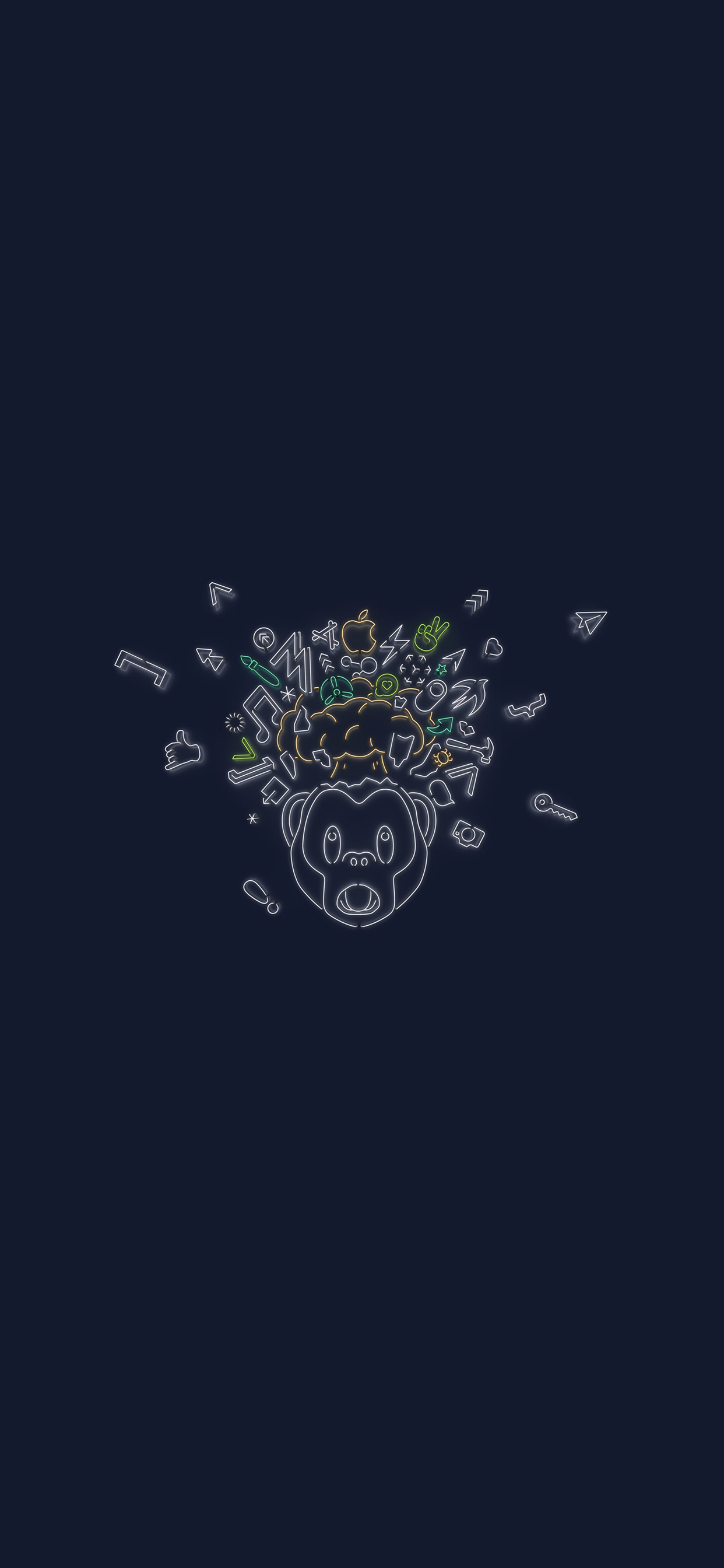 Apple WWDC 2019 Invitation Monkey Memoji Navy Blue wallpaper for Apple iPhone, Apple Watch, Mac, iPad and Apple Watch