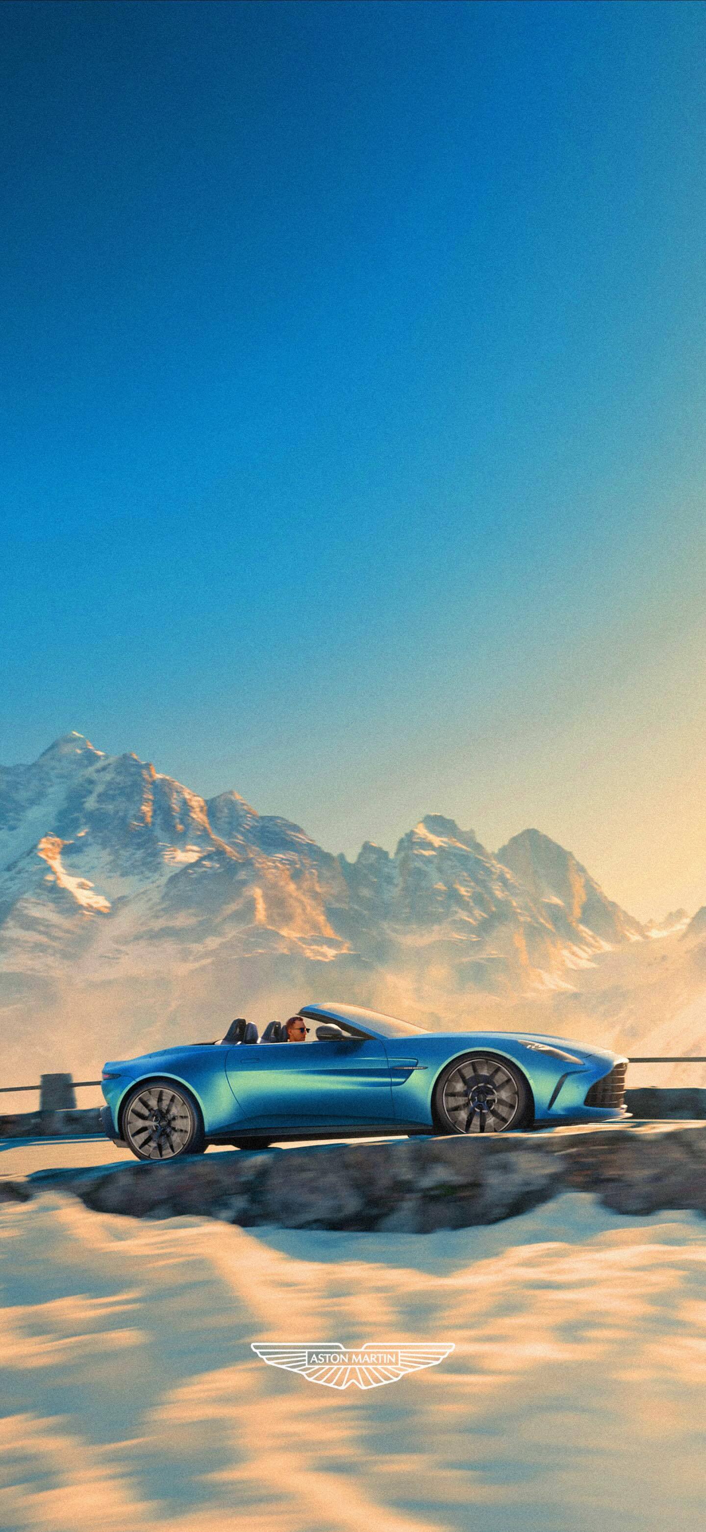 Aston Martin Supercar Official Blue Model Wallpapers Logo Mountains Landscape