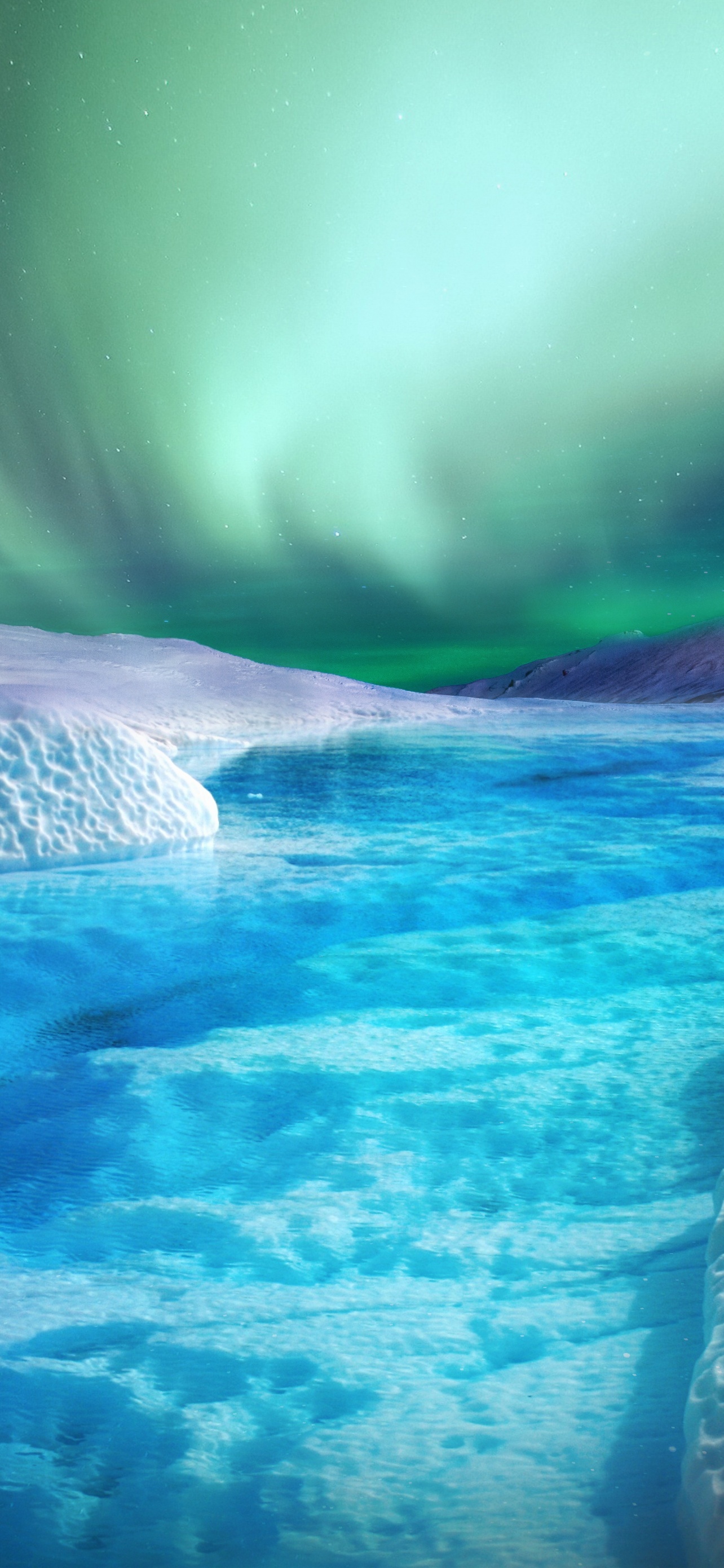 Aurora Borealis Northern Lights Frozen Lake Night River 5K