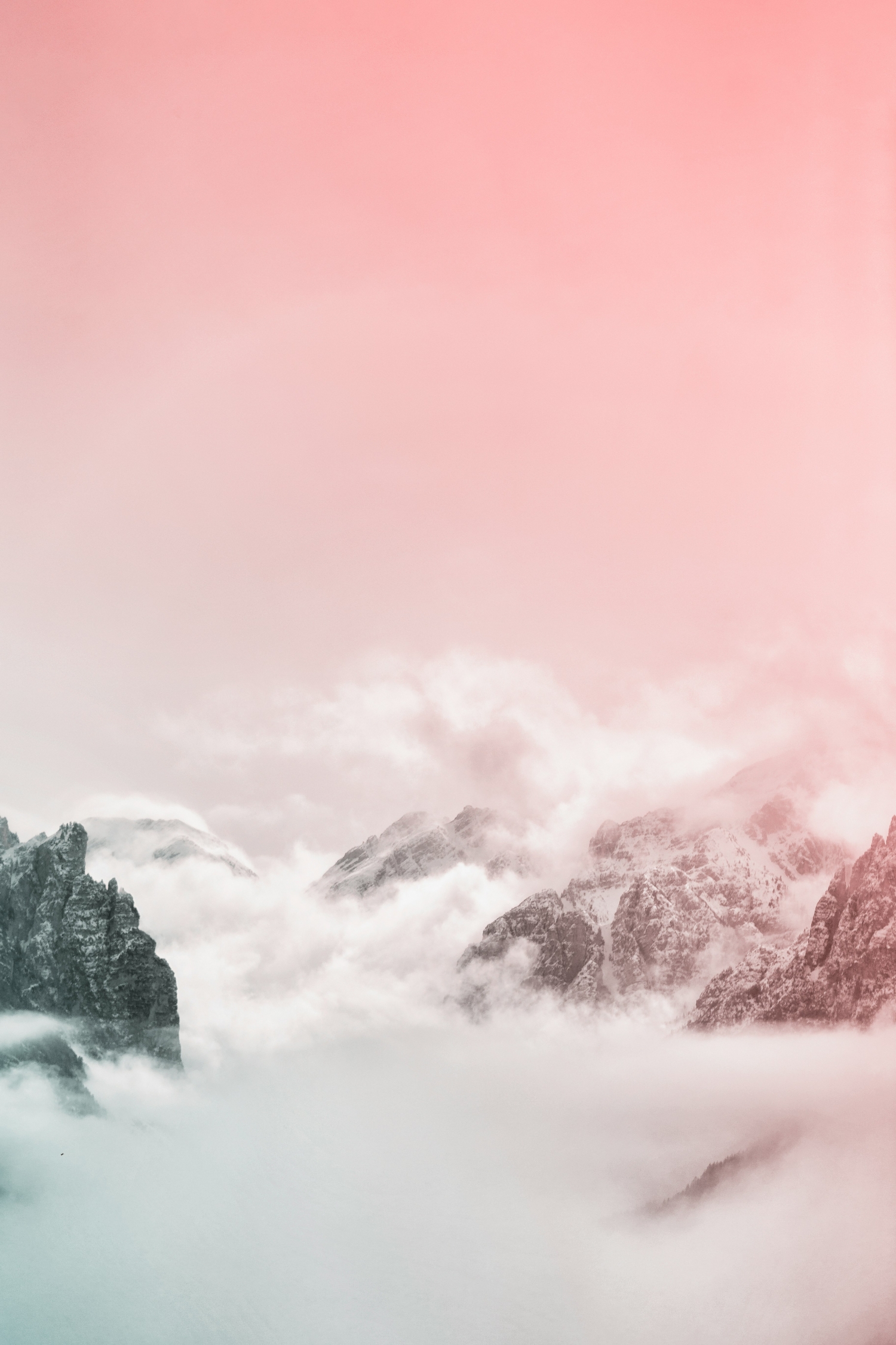 Baby Pink Baby Blue Mountains With Clouds Winter wallpaper for Apple iPhone, Apple Watch, Mac, iPad and Apple Watch