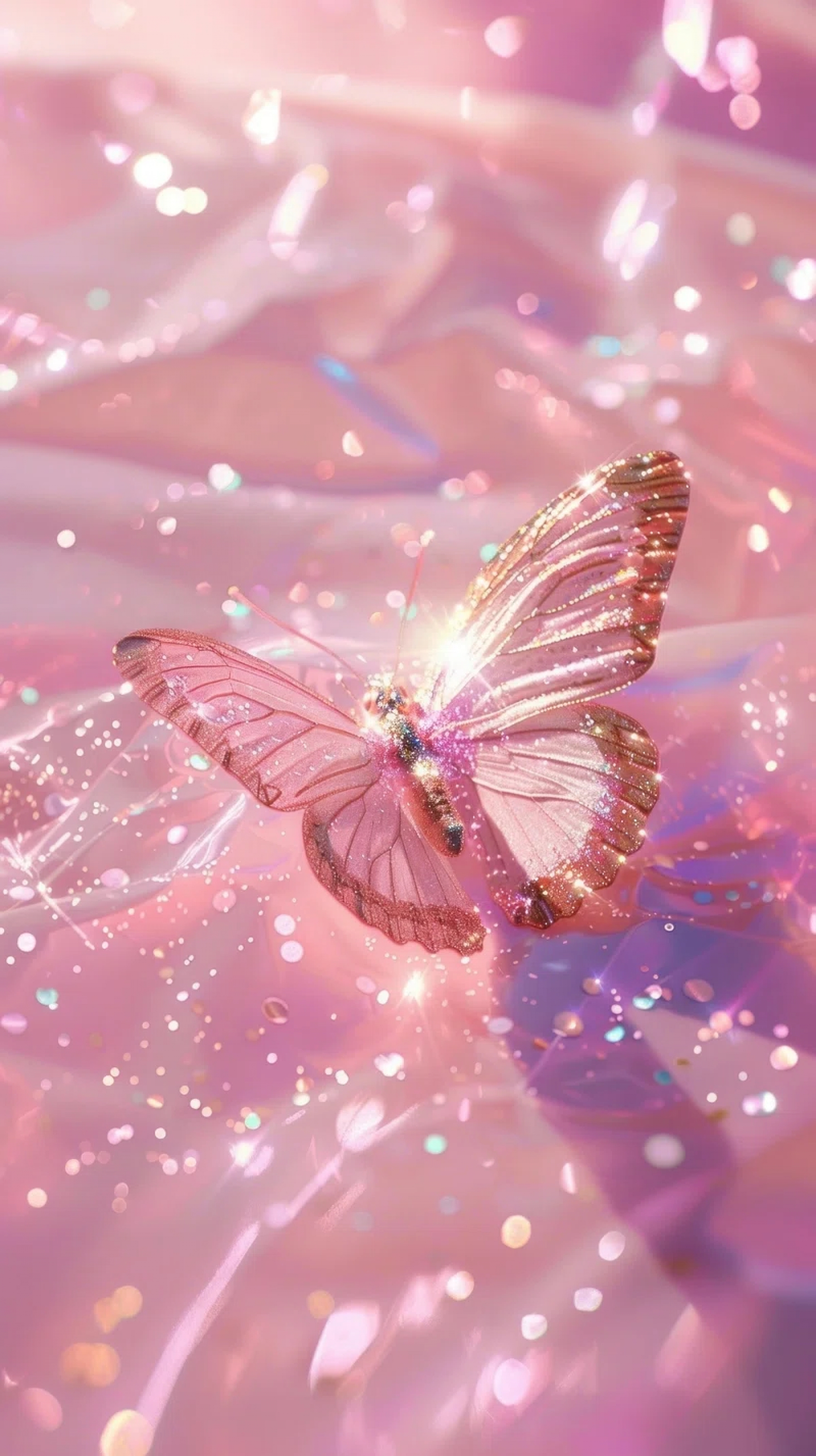 Baby Pink Iridescent Magical Butterfly wallpaper for Apple iPhone, Apple Watch, Mac, iPad and Apple Watch