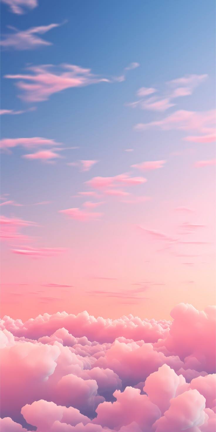 Baby Pink Sunrise With Fluffy Clouds wallpaper for Apple iPhone, Apple Watch, Mac, iPad and Apple Watch