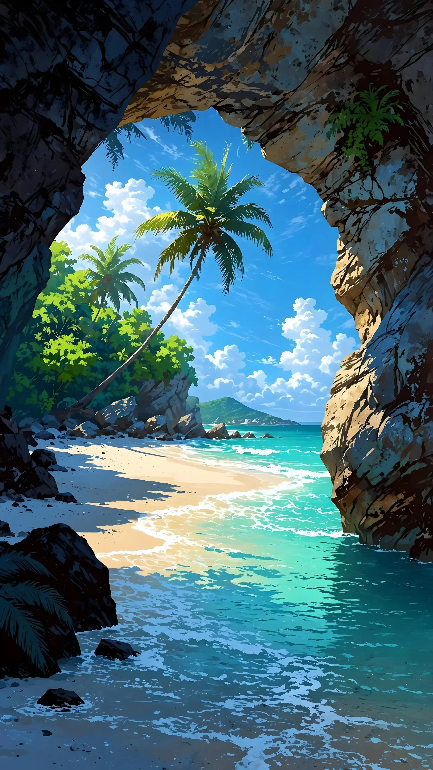 Beach With Palm Tree Digital Artwork Creative Unique Ultrahd Ultra HD 4K 8K HDR Wallpapers For Apple iPhone 13 14 15 16 Pro Max 16E Desktop Screensaver