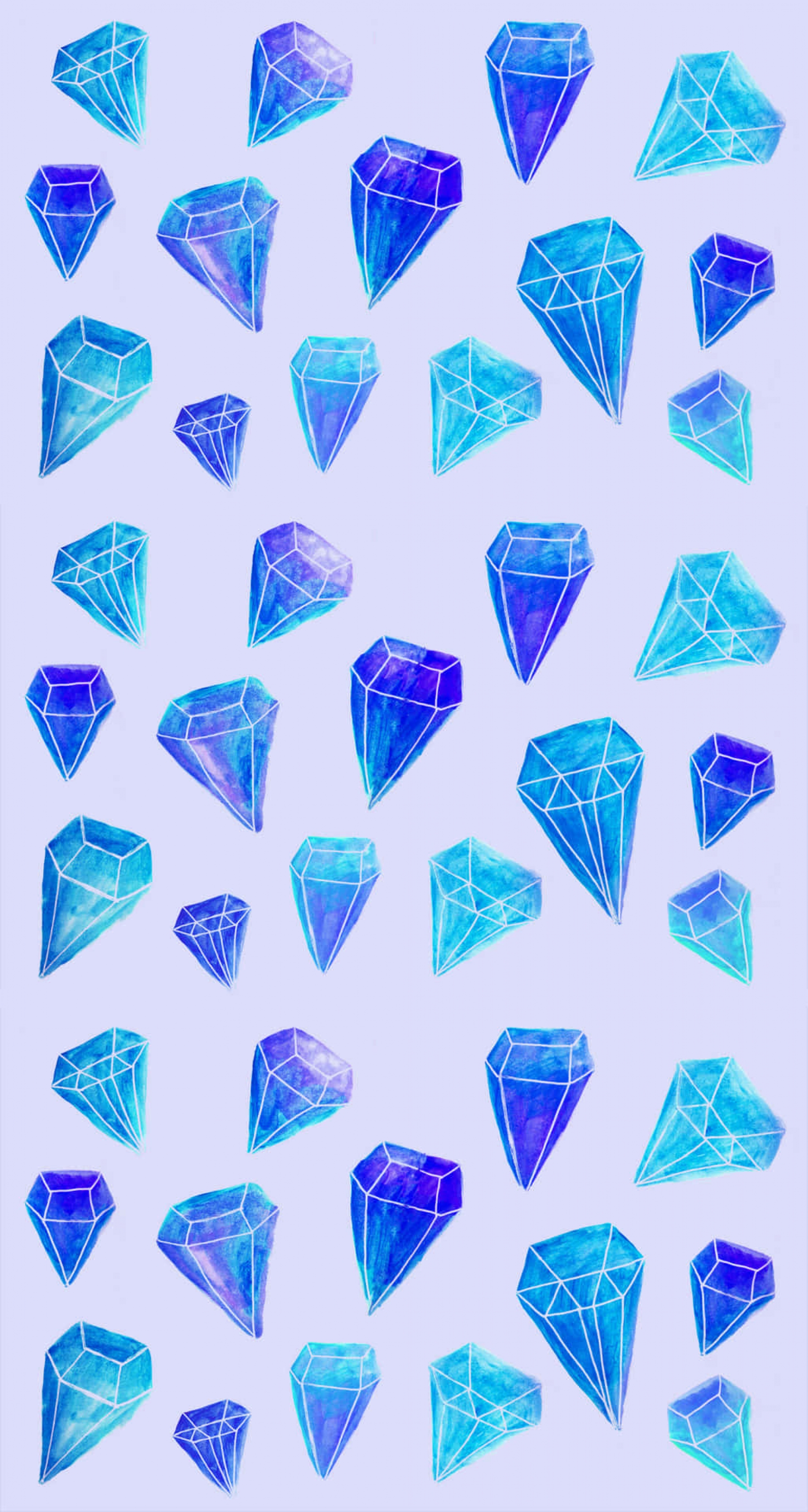 Blue Gems Jewels Stones Pattern Baby Blue Background