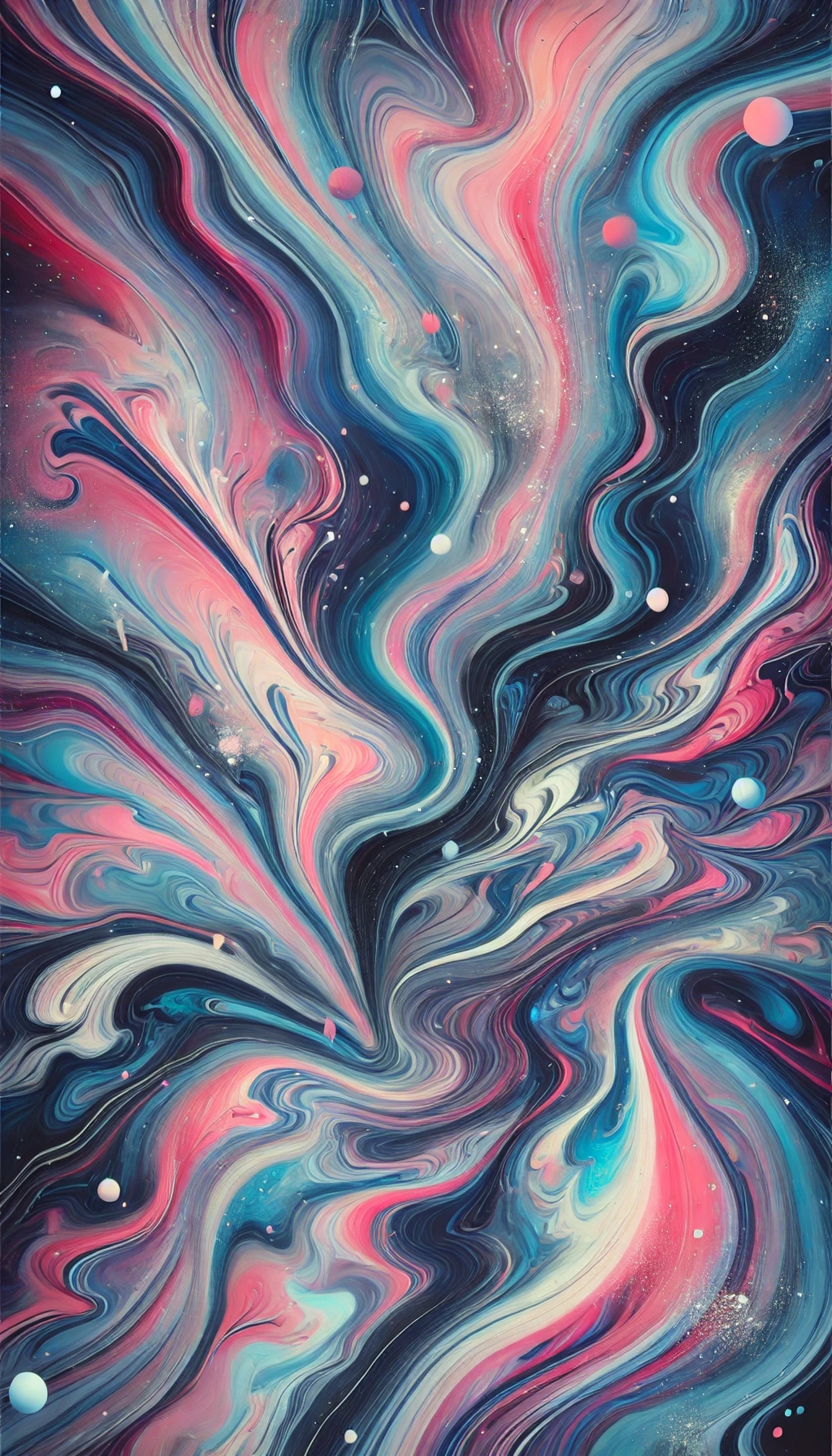 Blue Red Pink Paint Swirl Artwork