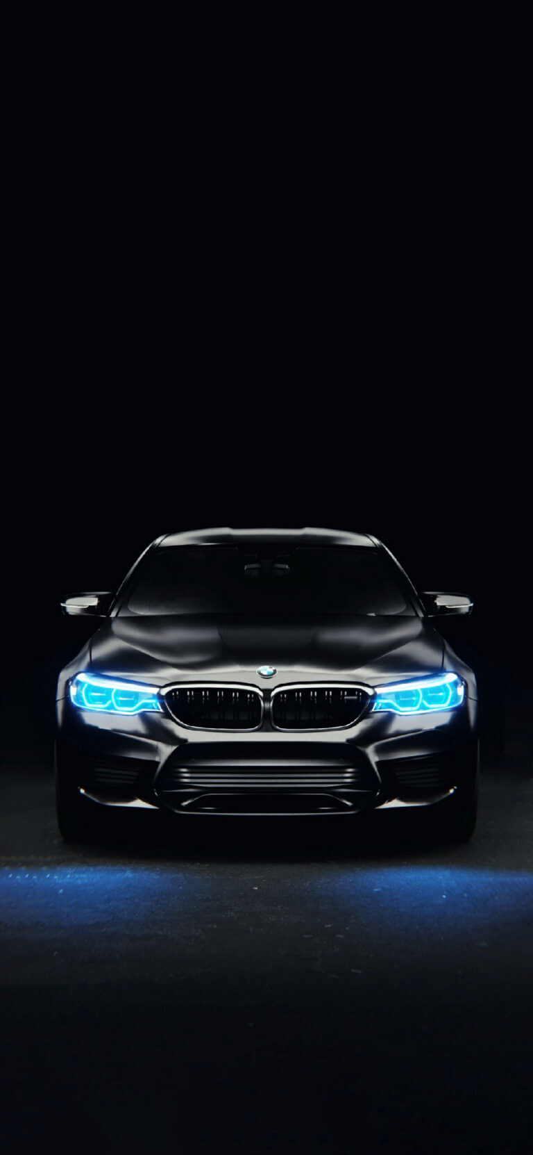 BMW Black With Blue Headlights Front View