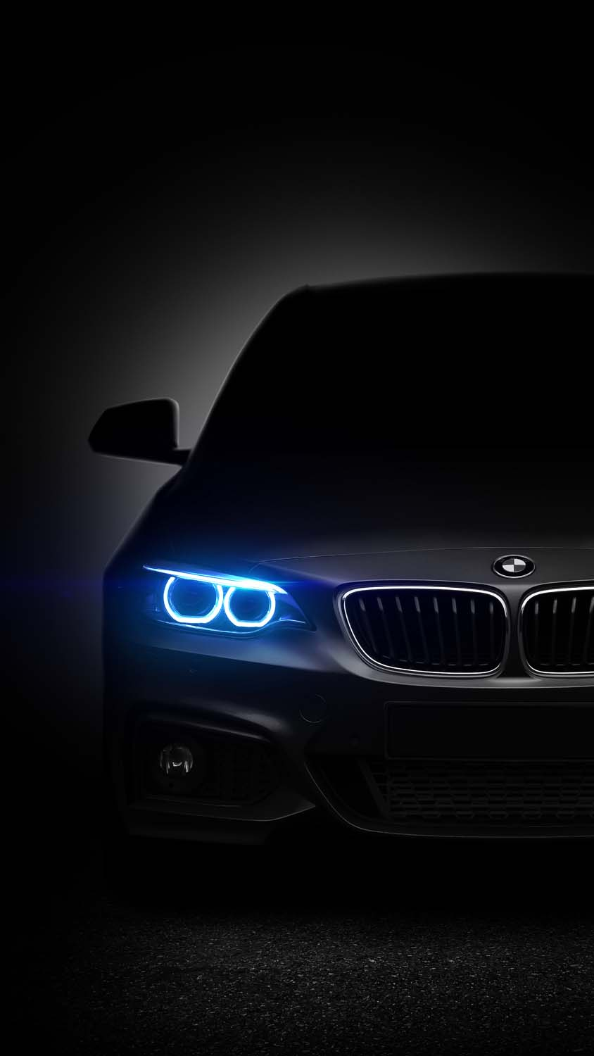 BMW German Luxury Cars Brands Bright Blue Headlights Dark Front View