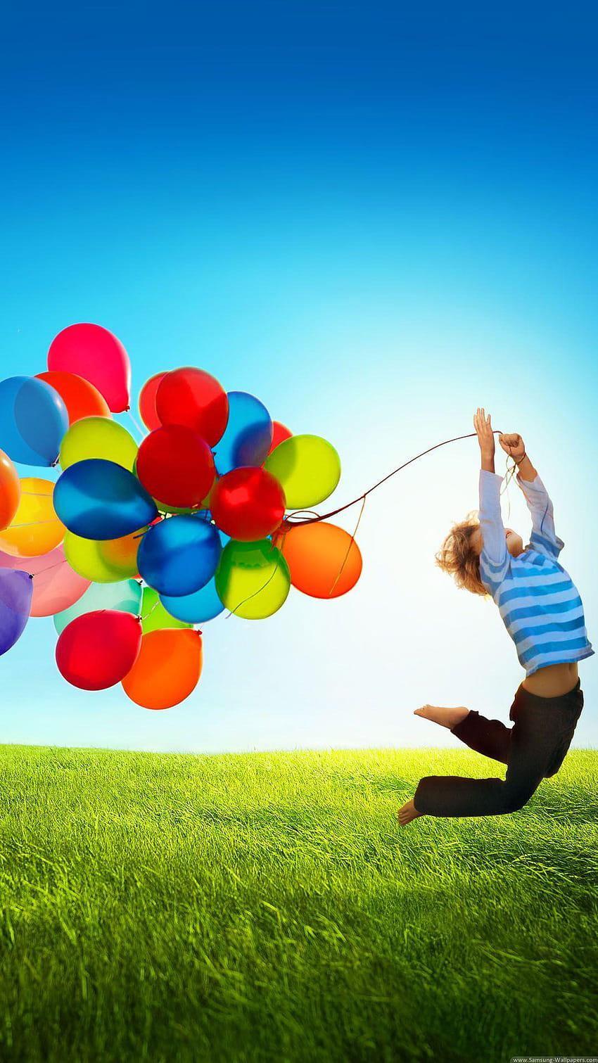 Boy With Balloons 2010s Samsung Galaxy Android Default Stock wallpaper for Apple iPhone, Apple Watch, Mac, iPad and Apple Watch