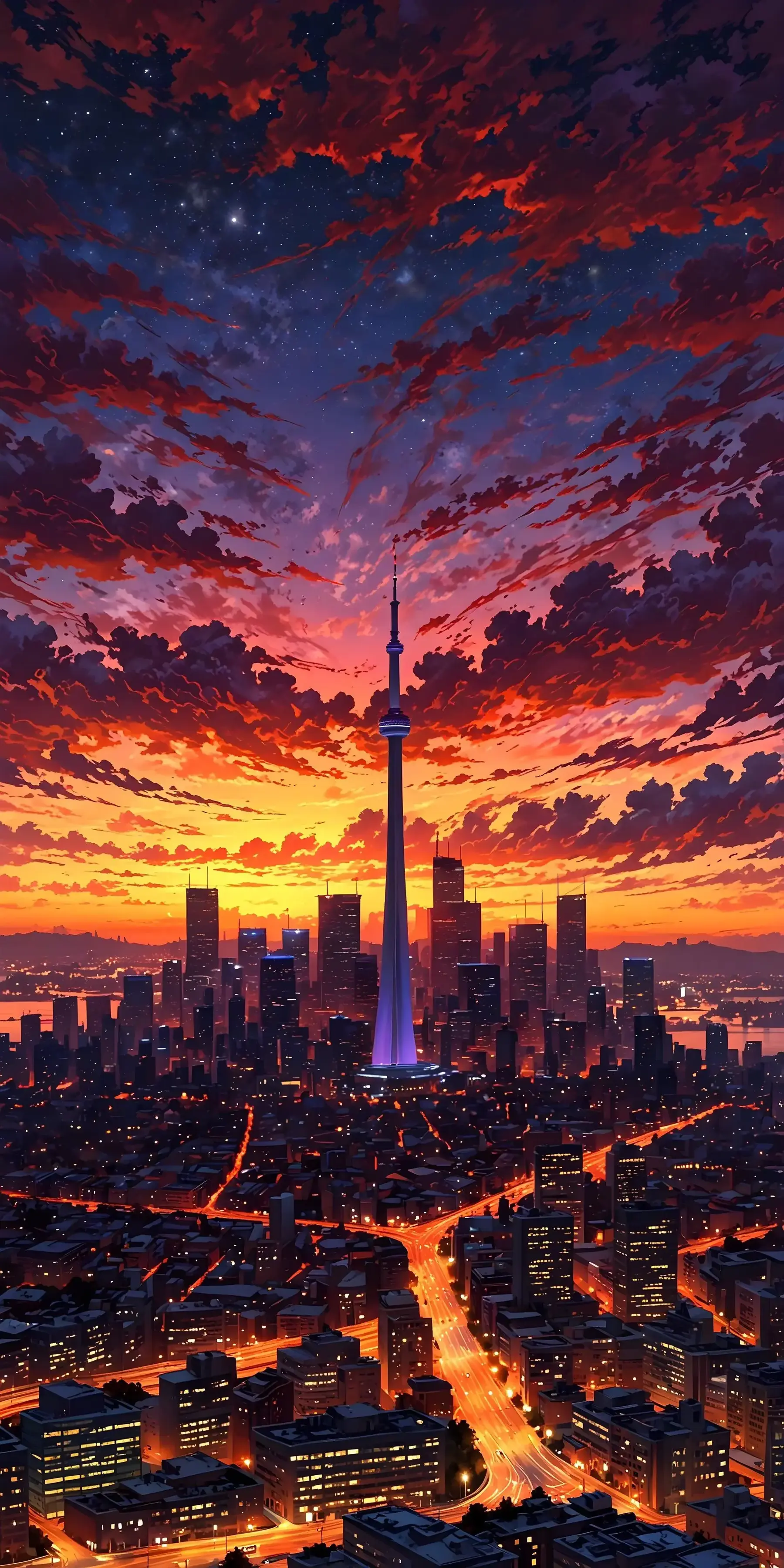 Canada City Skyline Anime Style Digital Artwork Drawing At Sunset Toronto Ultrahd Ultra HD Wallpapers For Apple iPhone 13 14 15 16 Pro Max 16E wallpaper for Apple iPhone, Apple Watch, Mac, iPad and Apple Watch