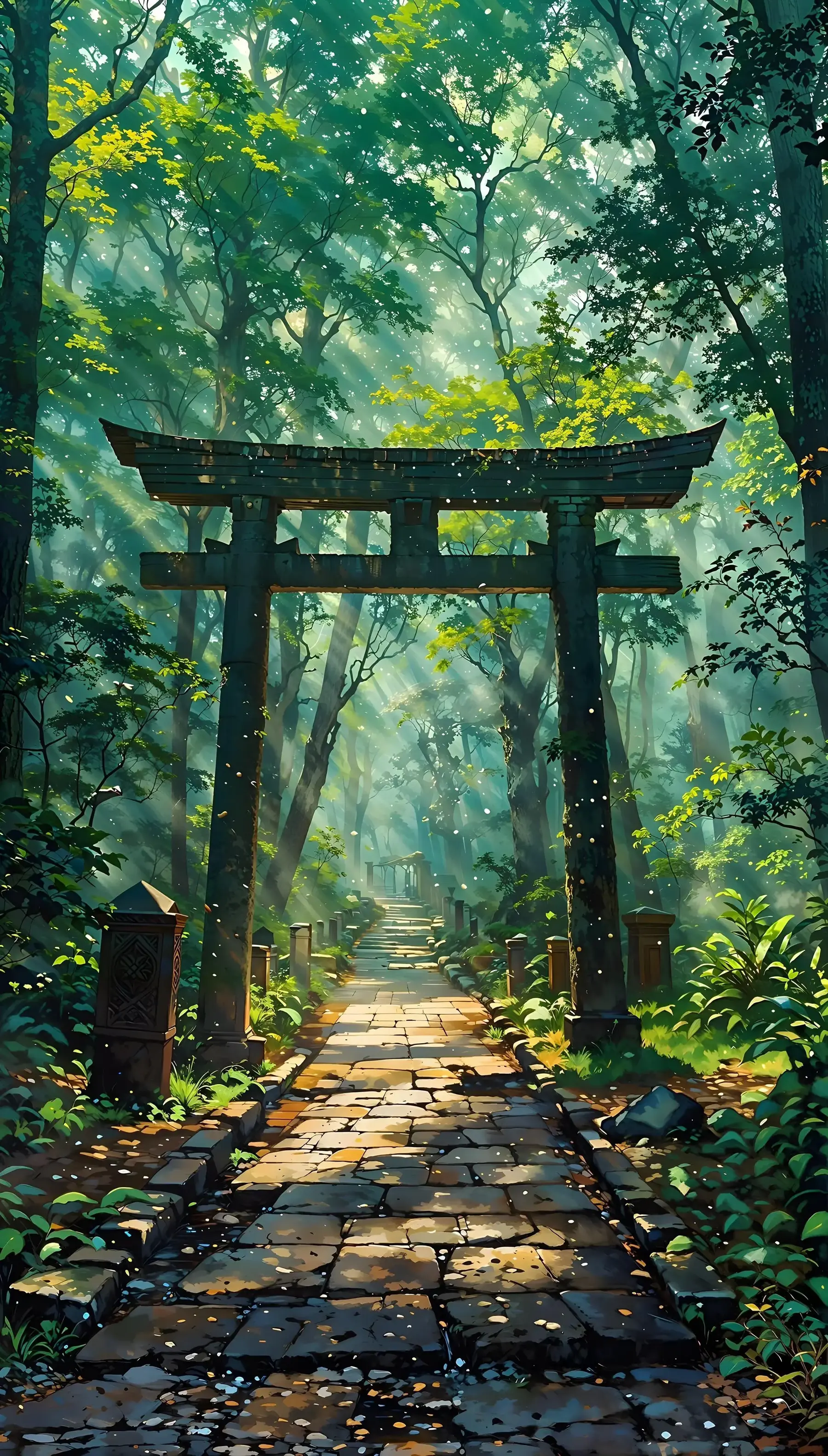 Chinese Archway Anime Style Artwork Roadway Walkway Download Free Top Wallpapers Backgrounds For iPhone 14 15 16 Pro Max HD 4K Forest Nature