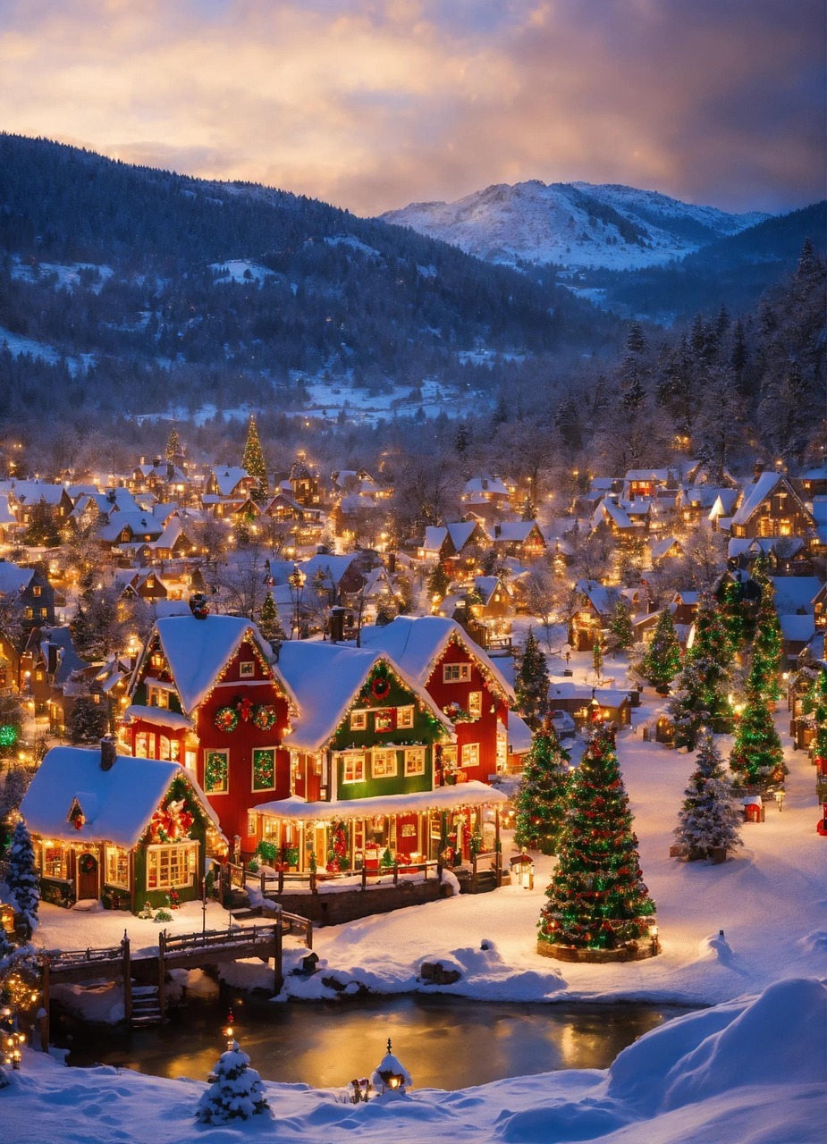 Christmas Town Glowing Best Of Christmas 2025 Seasonal iPhone wallpaper
