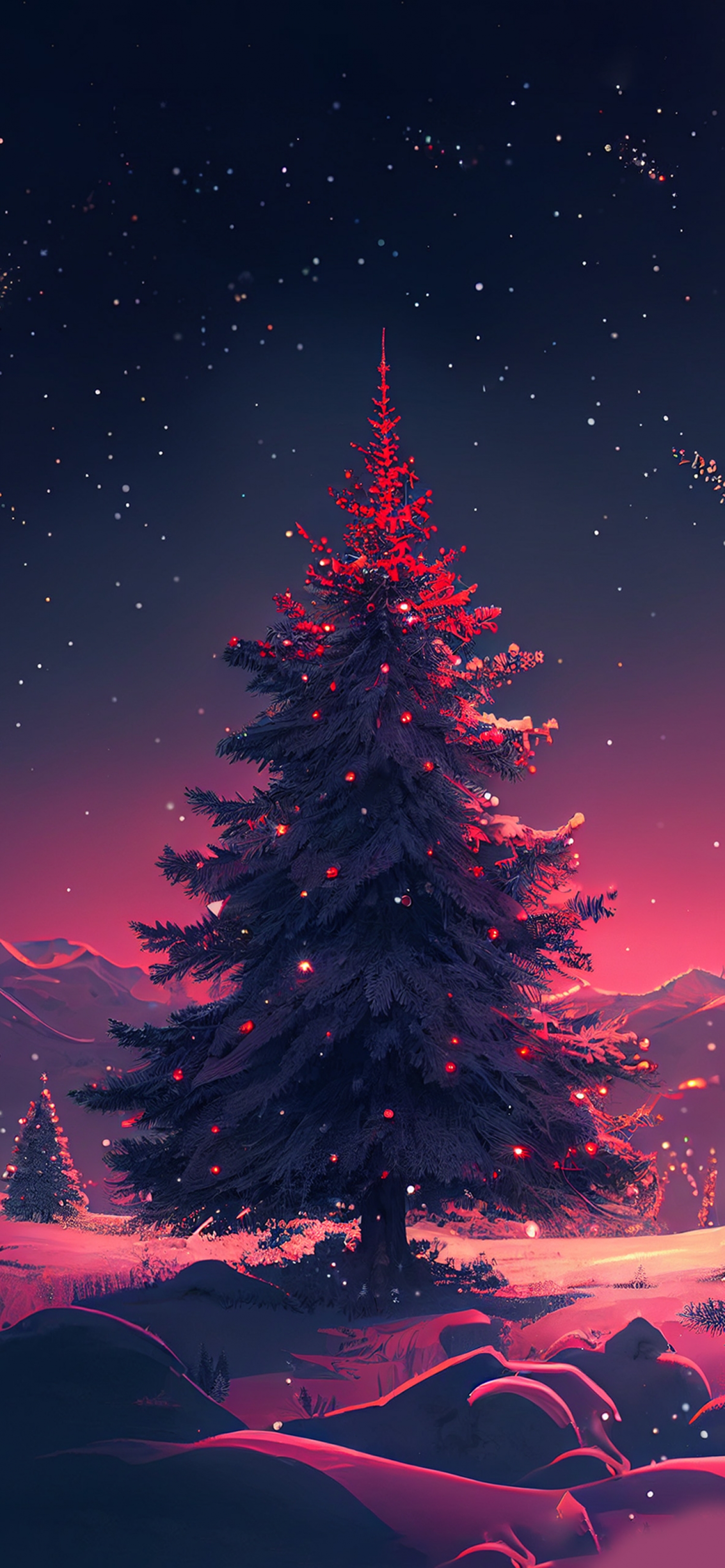 Christmas Tree Digital Painting Artwork Snow