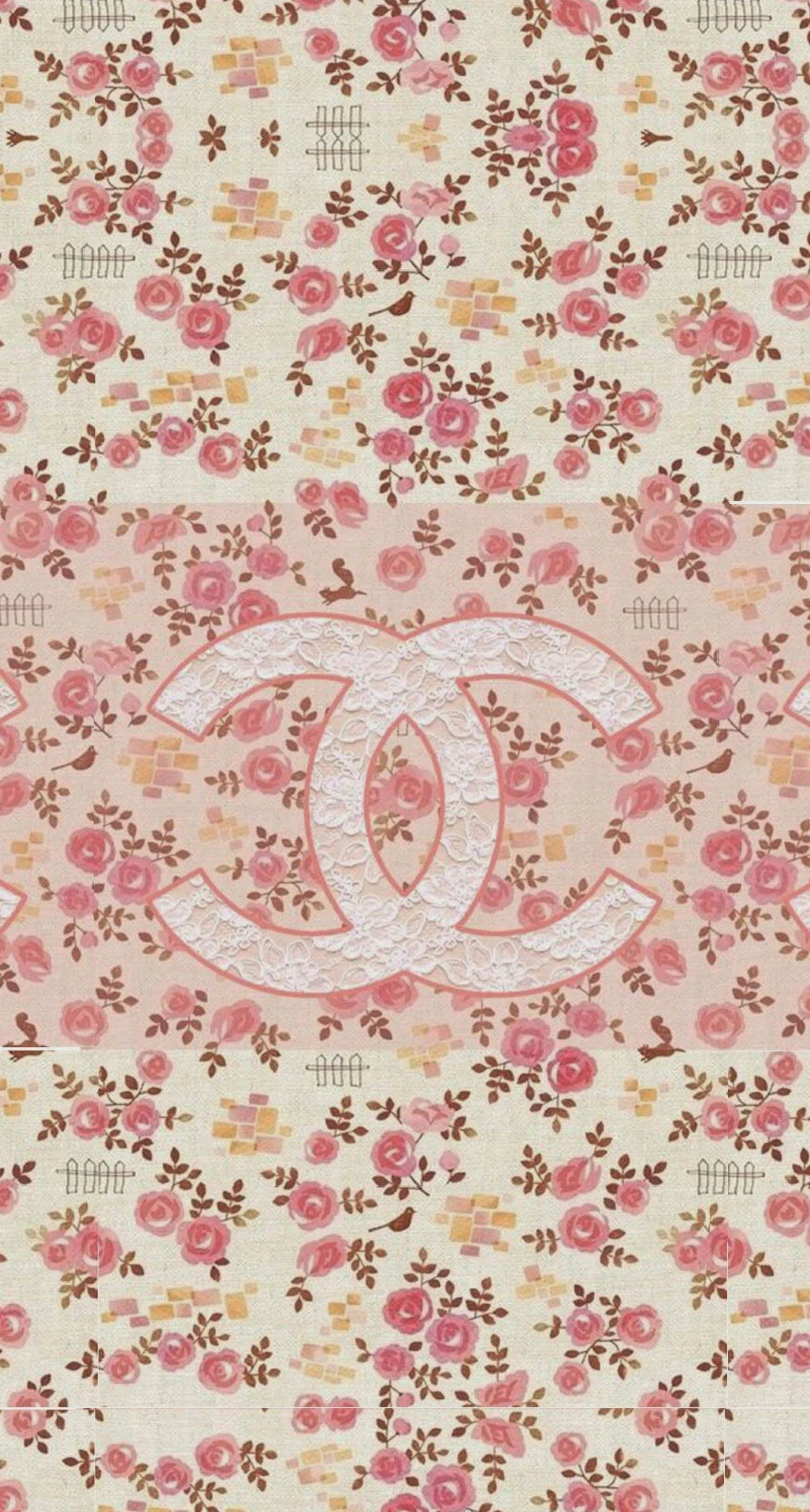 Coco Chanel Brand Logo Pink Roses Pattern wallpaper for Apple iPhone, Apple Watch, Mac, iPad and Apple Watch