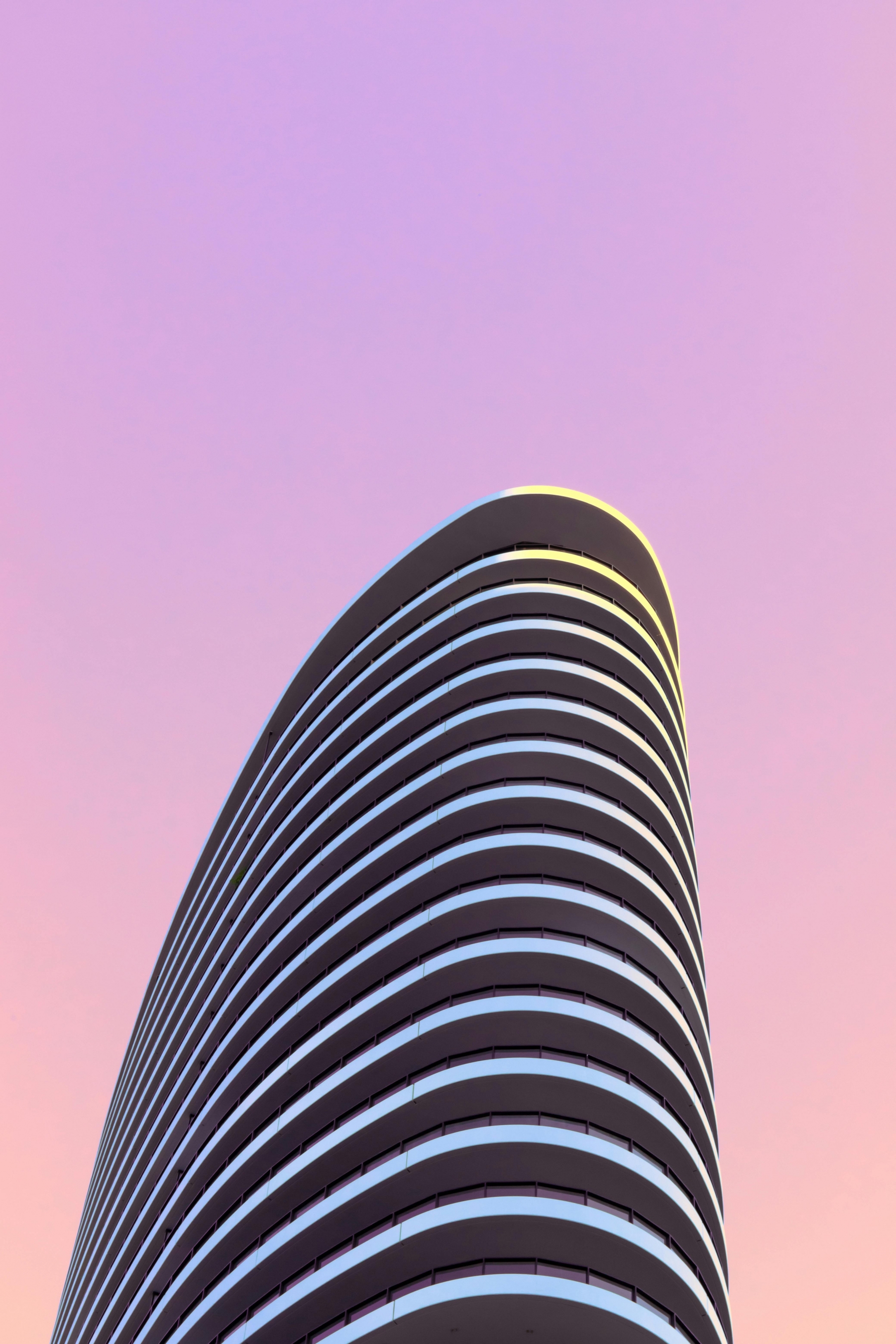 Concrete Modern Architecture At Sunset Gradient