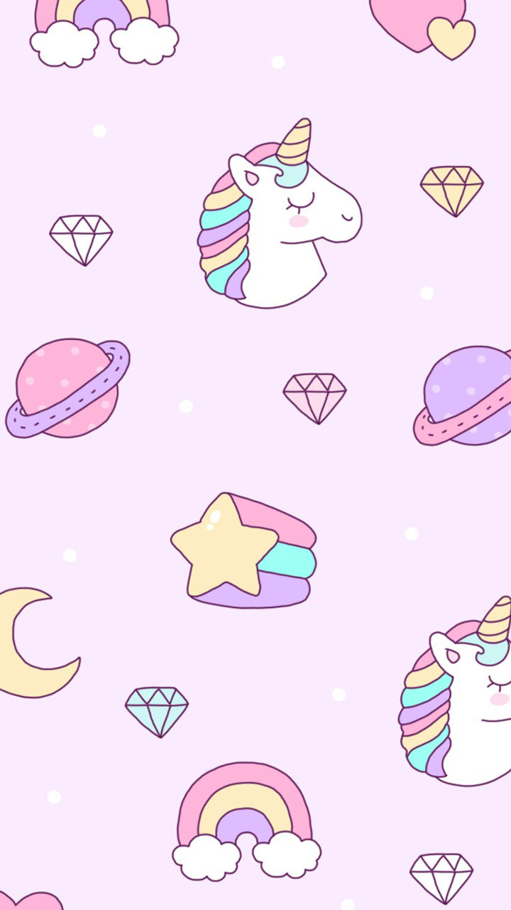 Cute Wallpapers For Girls Feminine Girly Femme Unicorns Planets Stars Pattern wallpaper for Apple iPhone, Apple Watch, Mac, iPad and Apple Watch