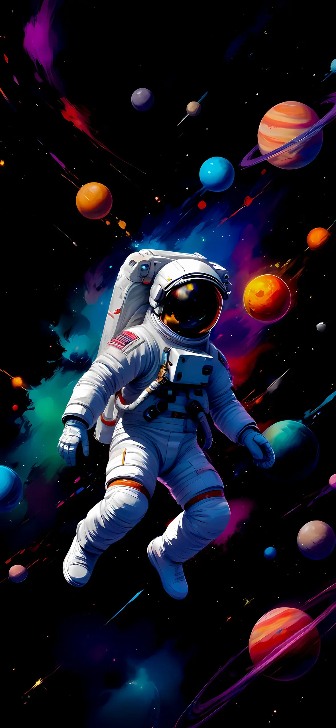 Dark Astronaut In Space With Planets And Stars Ultrahd Ultra HD Wallpapers For Apple iPhone 13 14 15 16 Pro Max 16E wallpaper for Apple iPhone, Apple Watch, Mac, iPad and Apple Watch