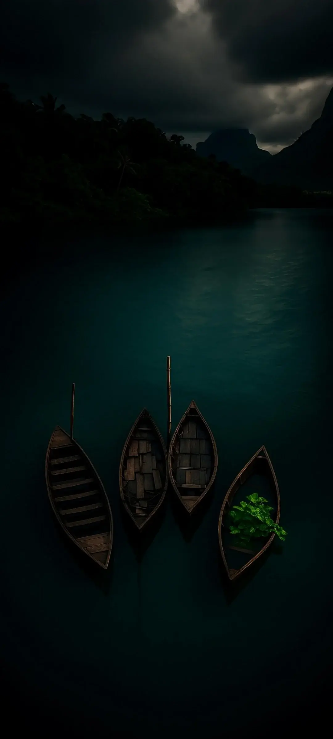 Dark Boats On The Water Landscape Best Wallpapers For Apple iPhone 16