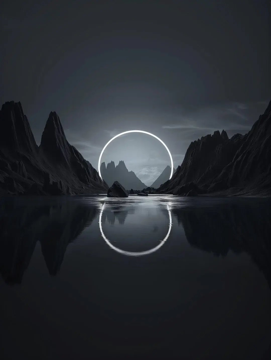 Dark Pictures Mountains Dark Neon Circle Creative Unique