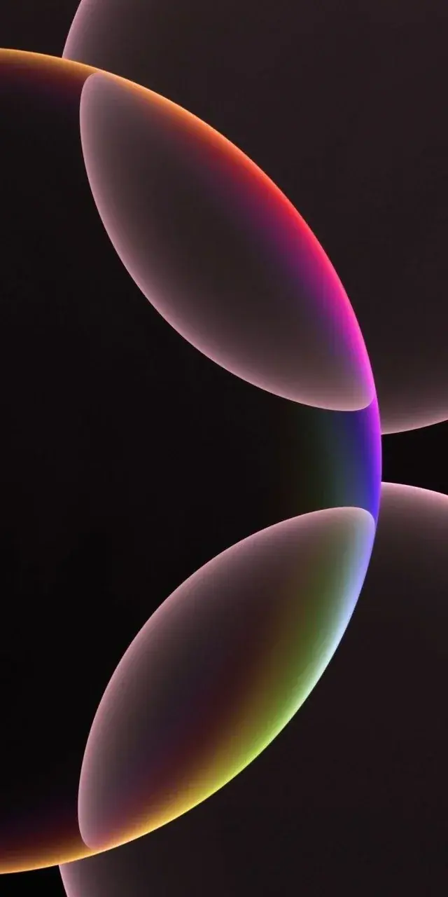 Dark Theme Rainbow Iridescent Bubbles Circles Best Wallpapers For Apple iPhone 16