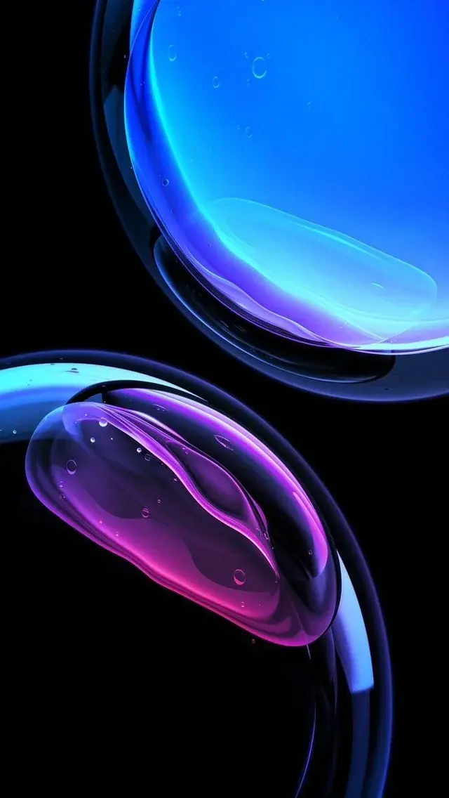 Dark Theme Water Droplets Blue And Pink Best Wallpapers For Apple iPhone 16