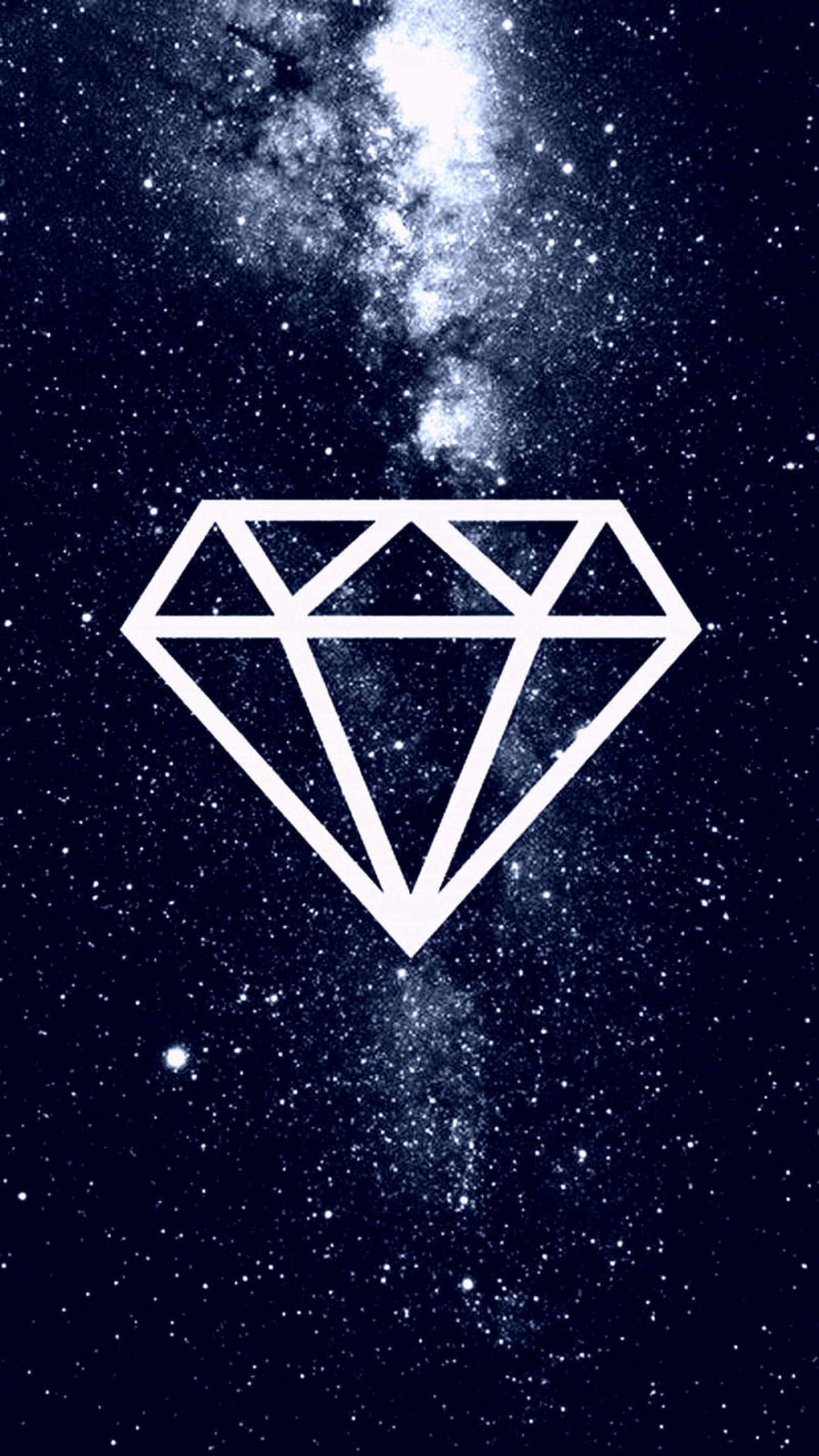 Diamond Icon Outline Digital In Front Of Black And White Galaxy