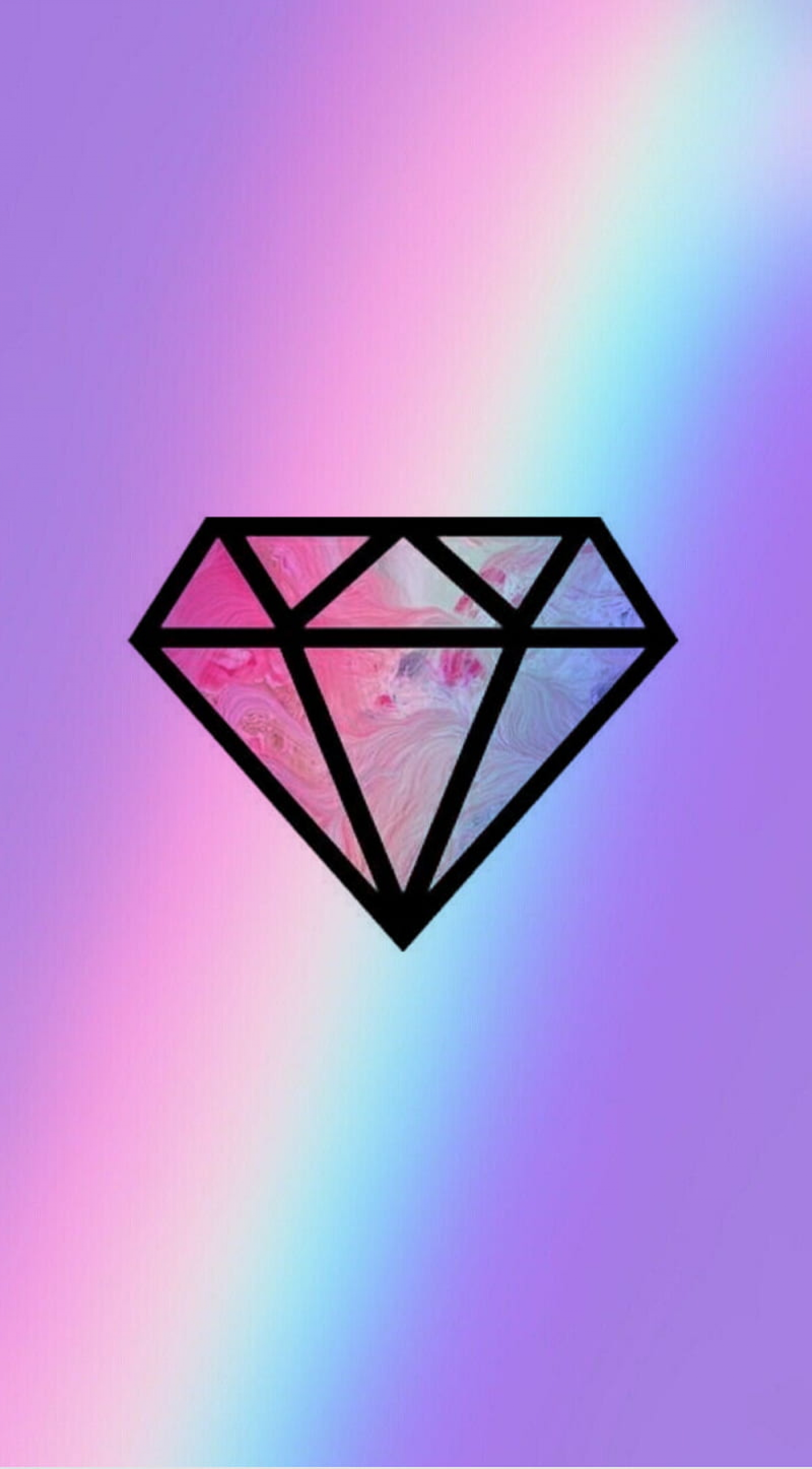 Diamond Outline Icon On Rainbow Background