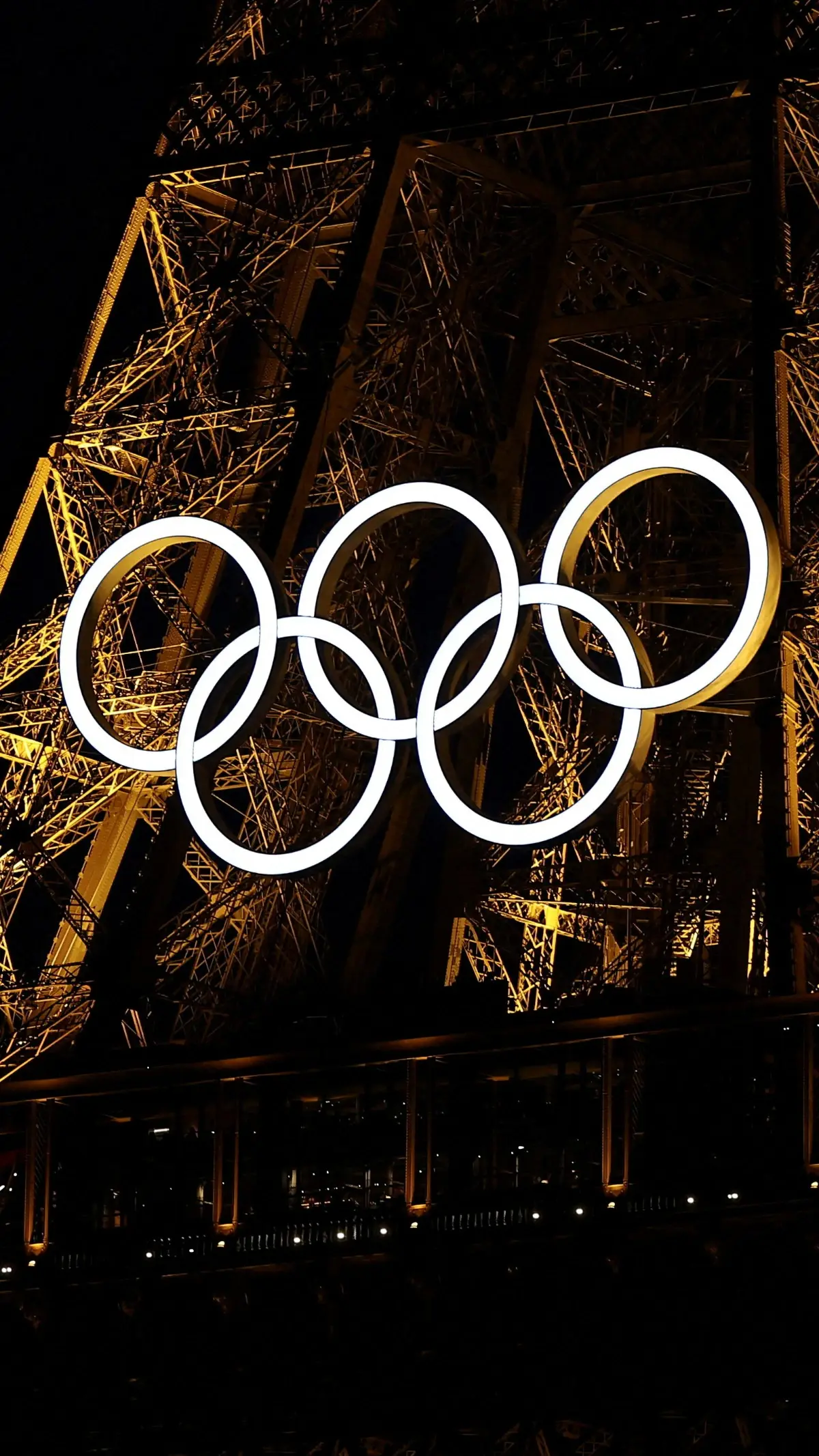 Eiffel Tower At Night Team France Olympic Rings