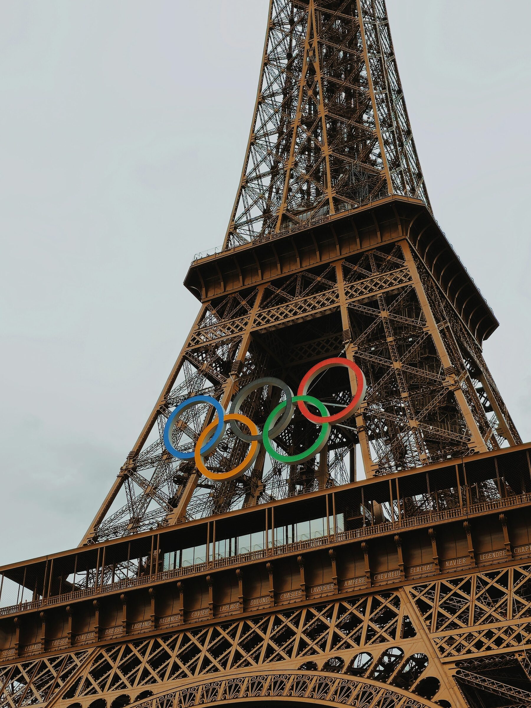 Eiffel Tower Cloudy Team France Olympic Rings wallpaper for Apple iPhone, Apple Watch, Mac, iPad and Apple Watch