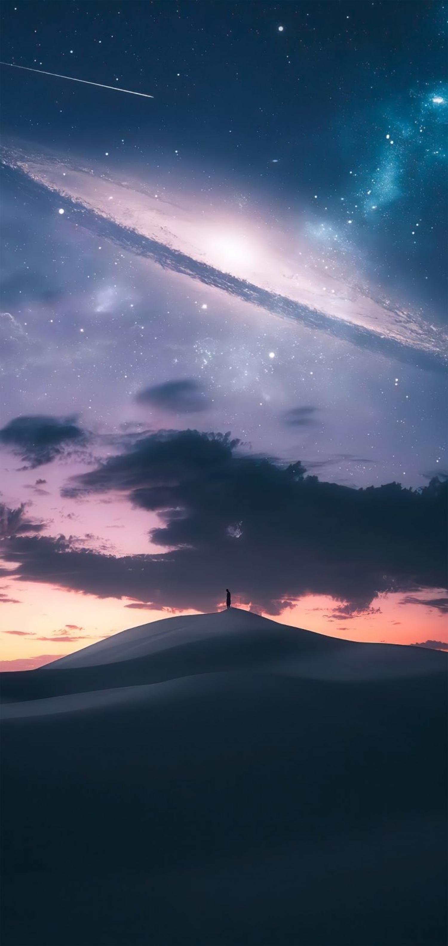 Fantasy Cosmic Desert Landscape With Galaxy And Stars