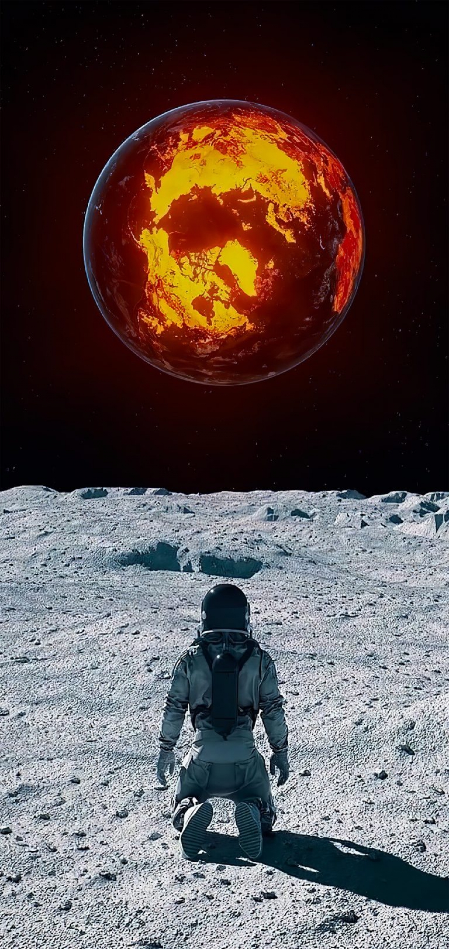 Fantasy Landscape Astronaut Watches The Apocalypse