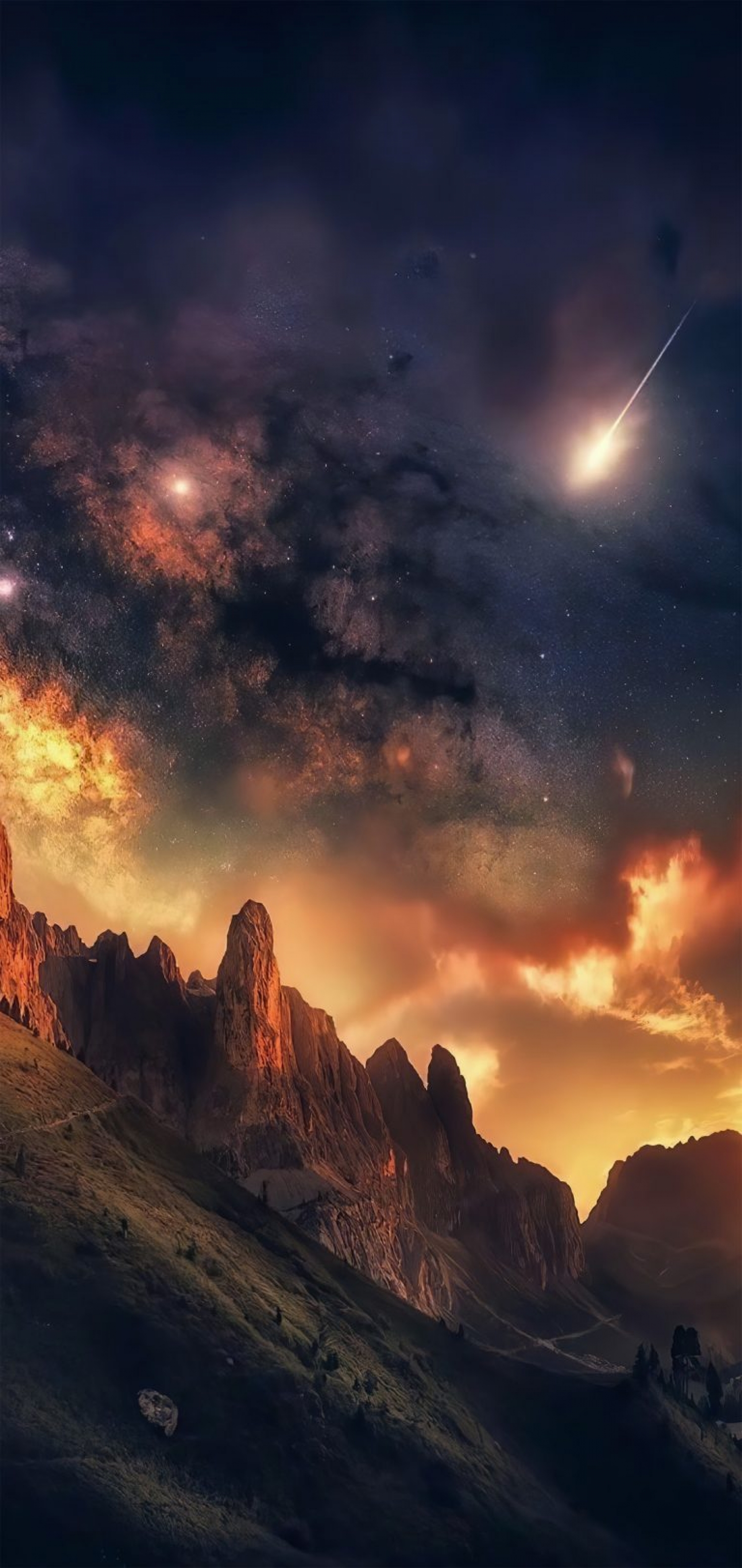 Fantasy Landscape Stars Galaxy Shooting Star Apocalypse