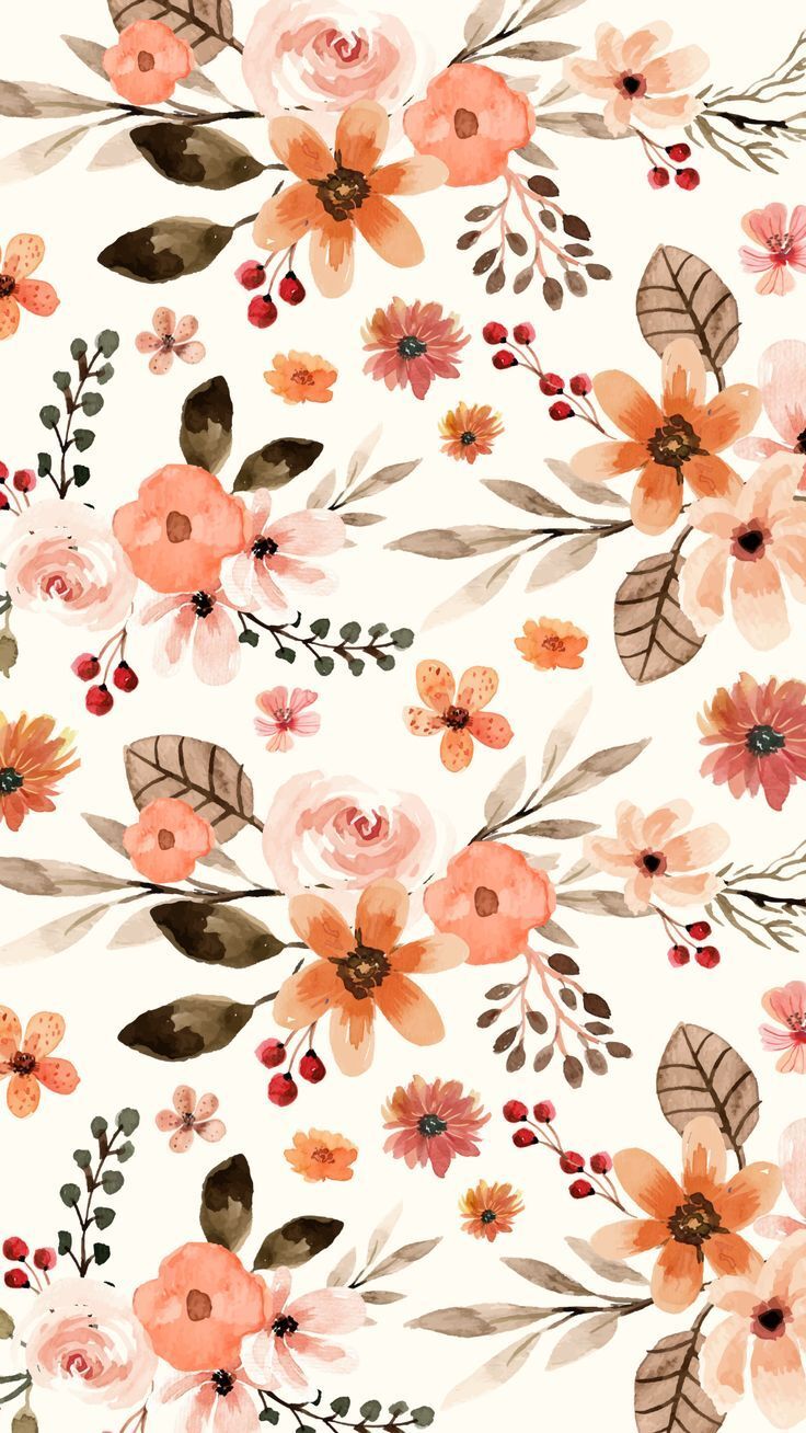 Floral Pattern Flowers Pretty Cream Colors Palette