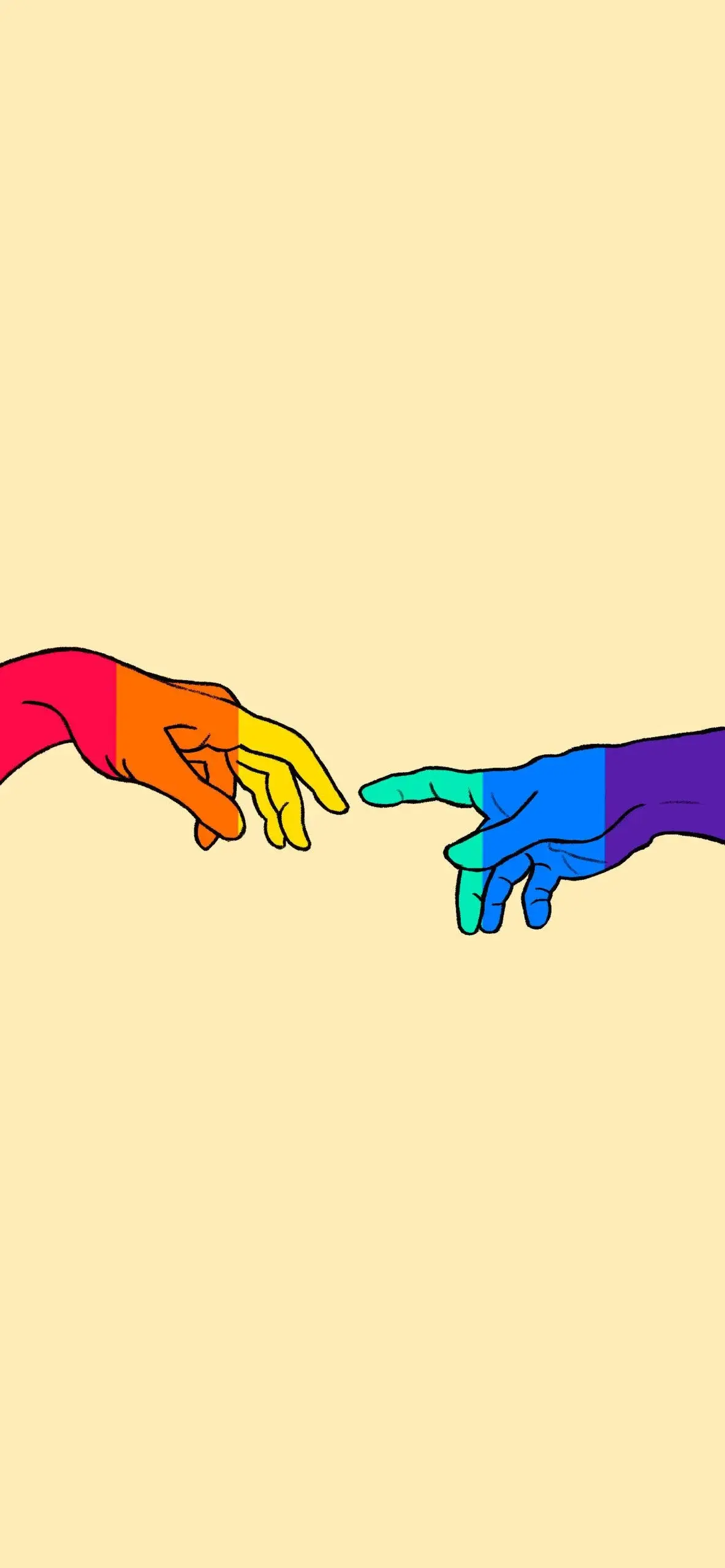 Gay Pride HD Wallpaper Free LGBTQIA LGBT Minimalist Fingers Touching Baby Yellow Simple wallpaper for Apple iPhone, Apple Watch, Mac, iPad and Apple Watch