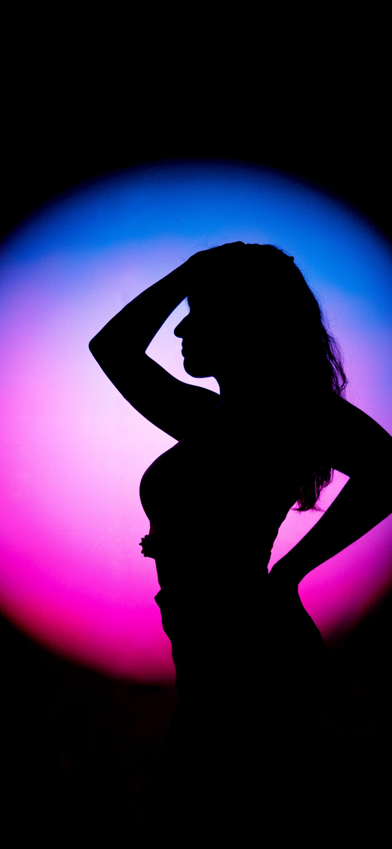 Girl Woman Light Silhouette Pose Style Circular Black