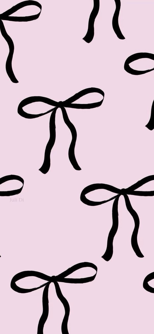 Girly Black Ribbons Pattern On A Baby Pink Background Closeup