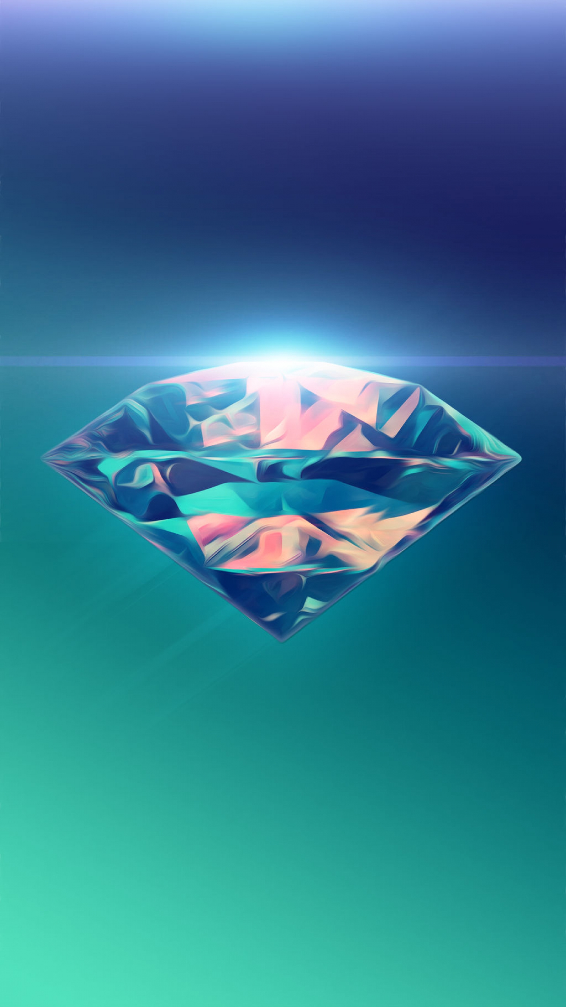 Glowing Diamond Digital Art Blue