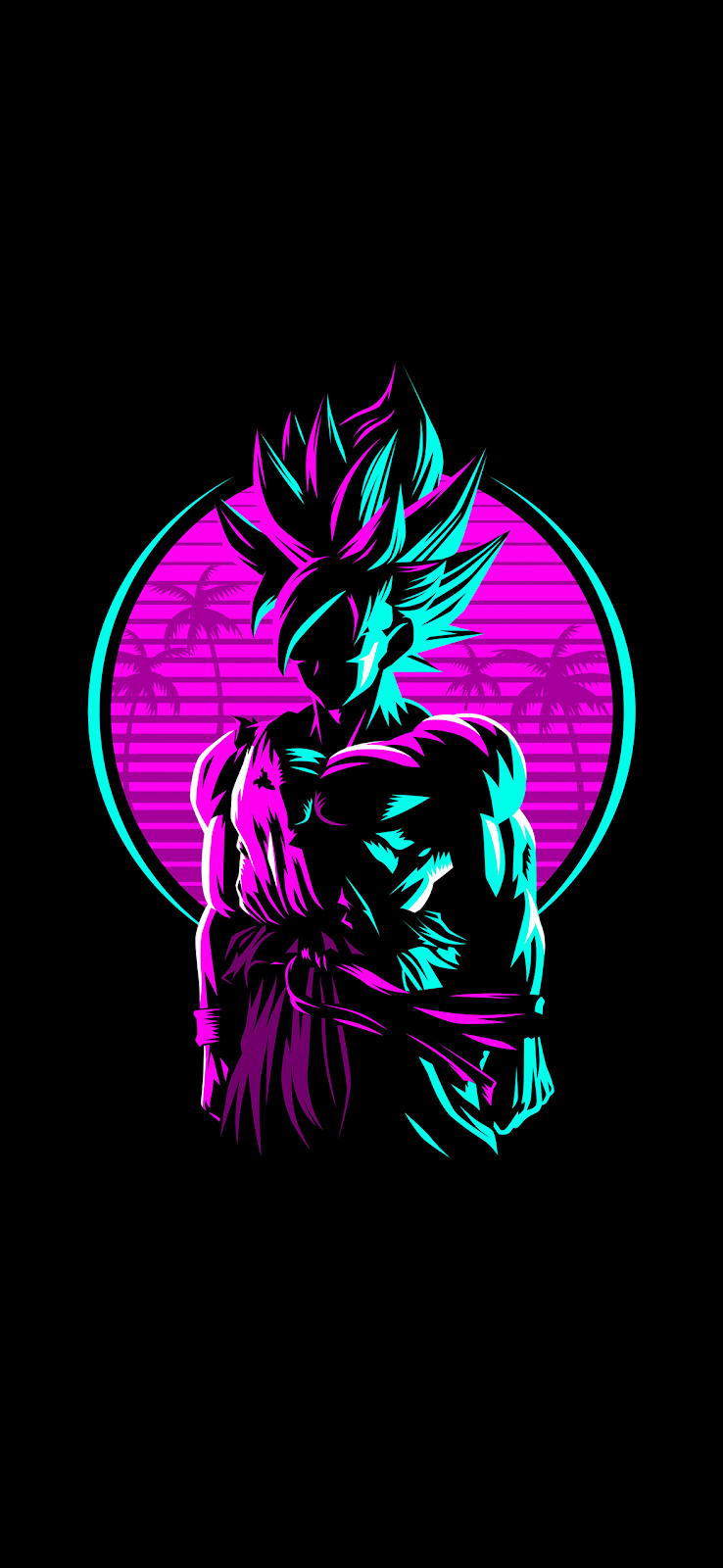 Goku Dragon Ball AMOLED Retro Artwork Neon Black Background