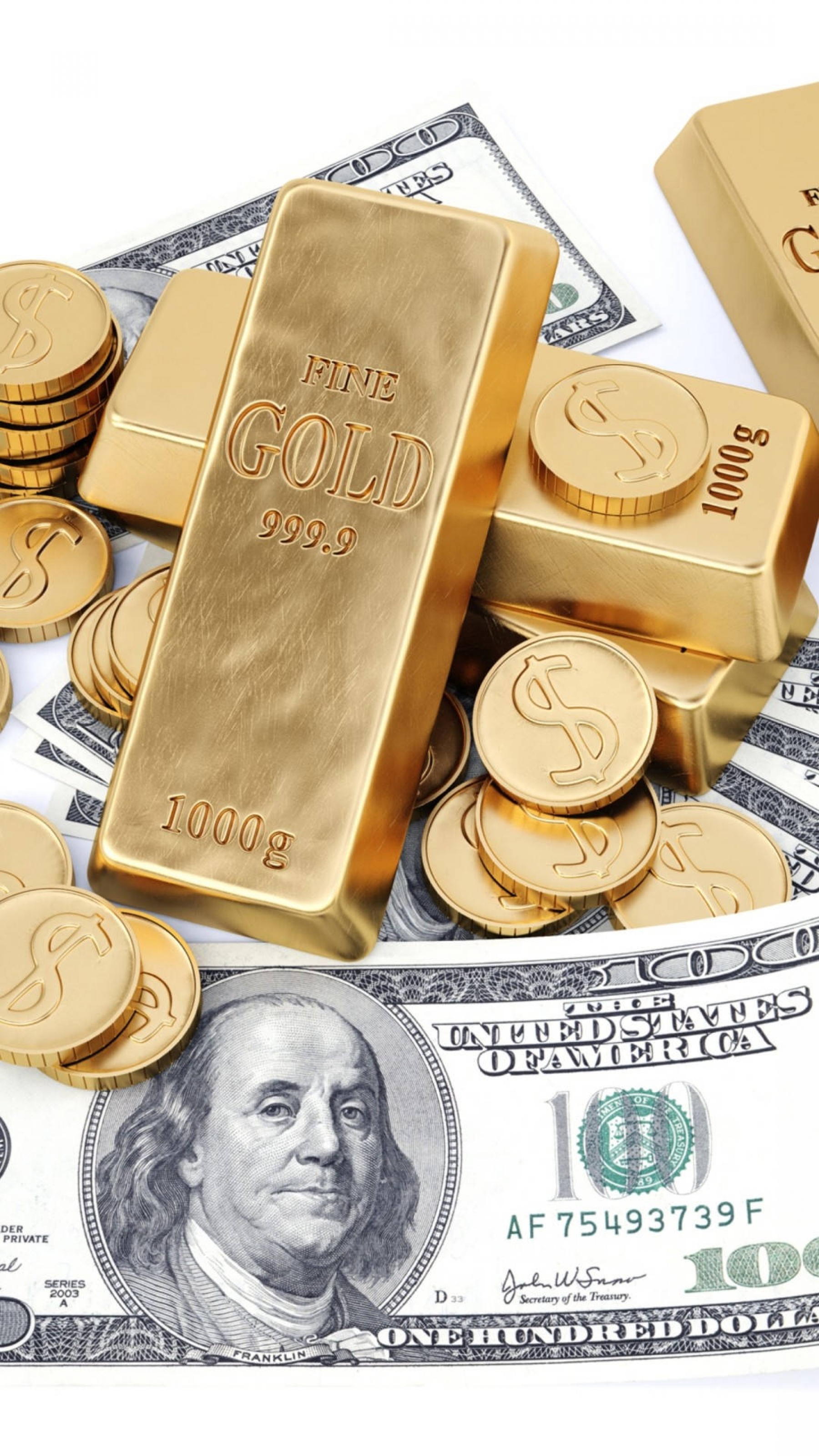 Gold Bars And American Money Dollars Rich Boy Ultra Rich wallpaper for Apple iPhone, Apple Watch, Mac, iPad and Apple Watch