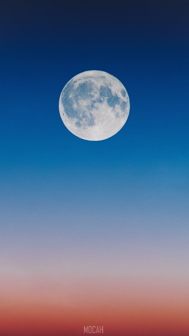 Google Android OPPO Smartphones ColorOS Stock Default Wallpapers White Moon Craters On Top Of Sunset Sky Hues