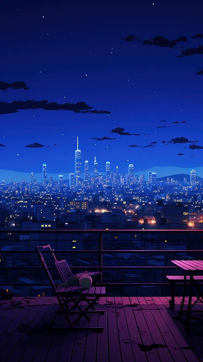 Gorgeous Anime City Skyline Landscape Anime Style View From Porch Most Popular Wallpapers 2025