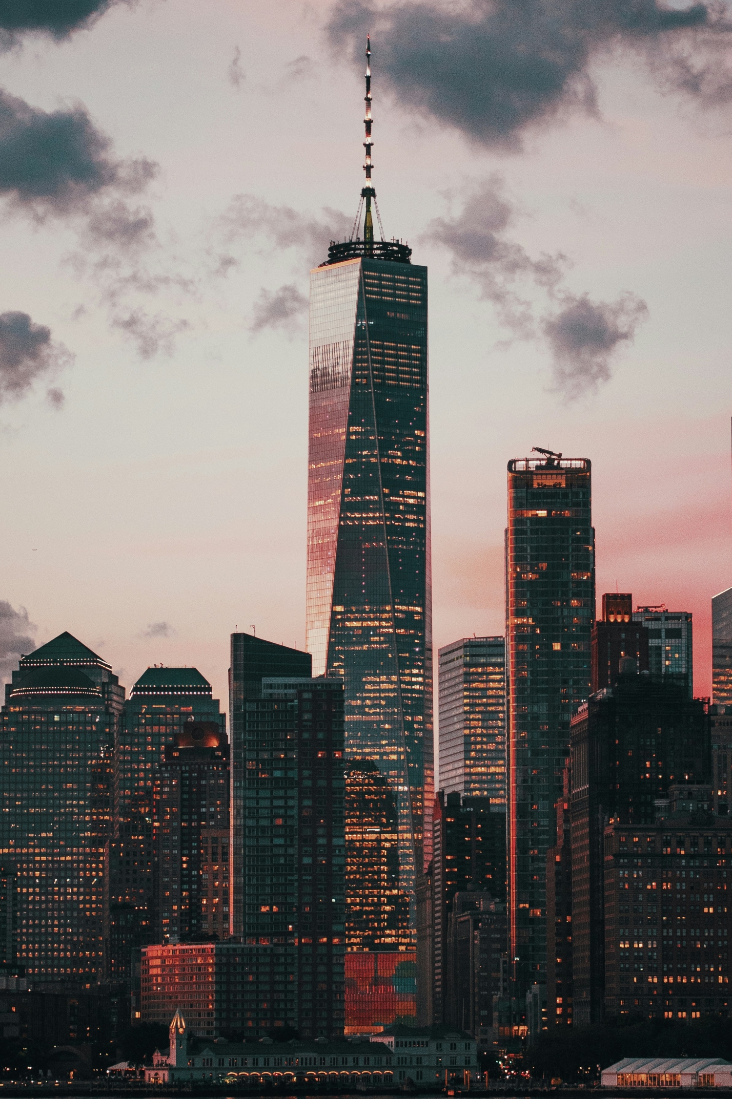 Gorgeous New York City NYC Sunset Pink Red Hues