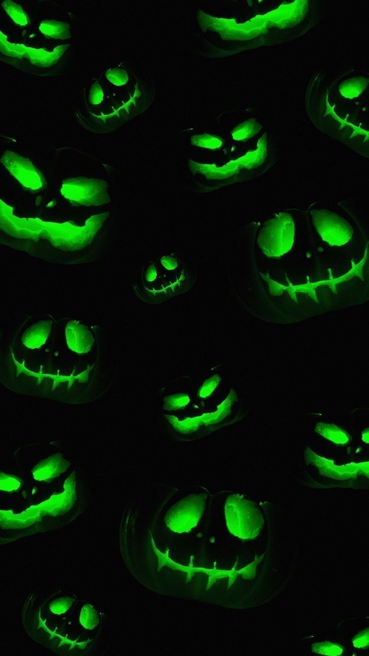 Green Spooky Halloween Seasonal Glow Pumpkins