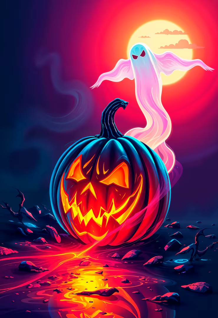 Halloween Pumpkin Illustration Best Halloween Fall Seasonal Autumn 2025 Wallpapers For iPhone And Android iPhone wallpaper