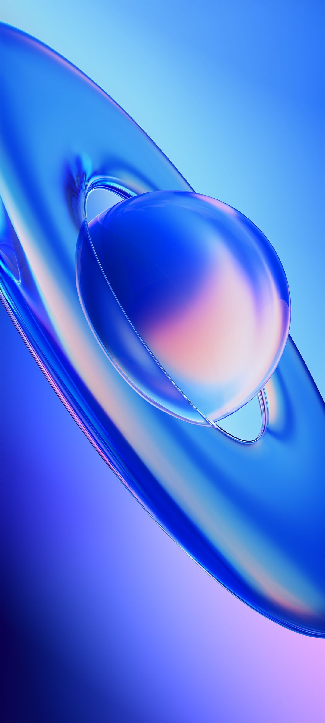 High Res OPPO K9 Pro Stock Wallpaper 3D Glass Planet With Rings