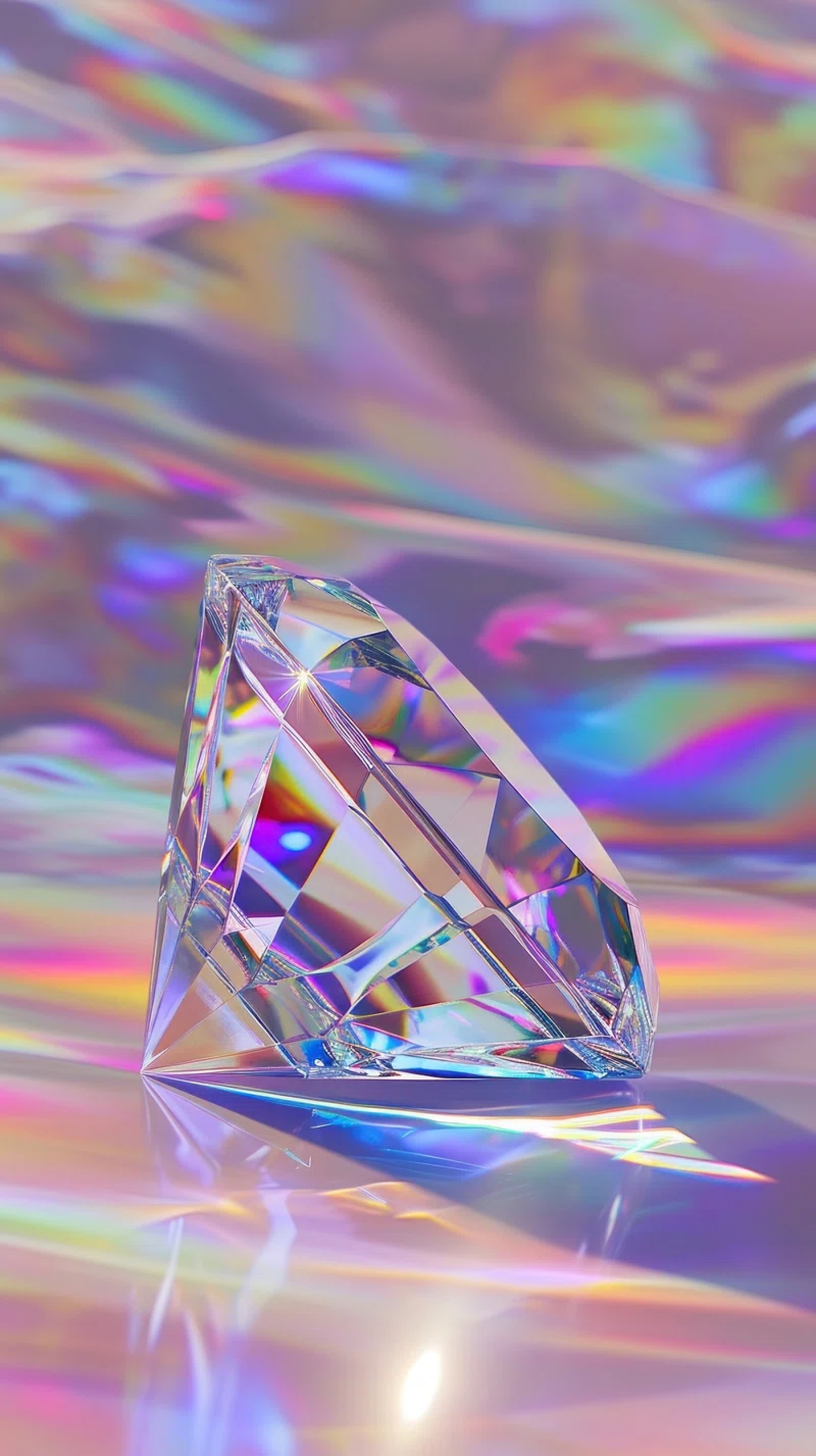 Huge Iridescent Colorful Diamond Reflecting