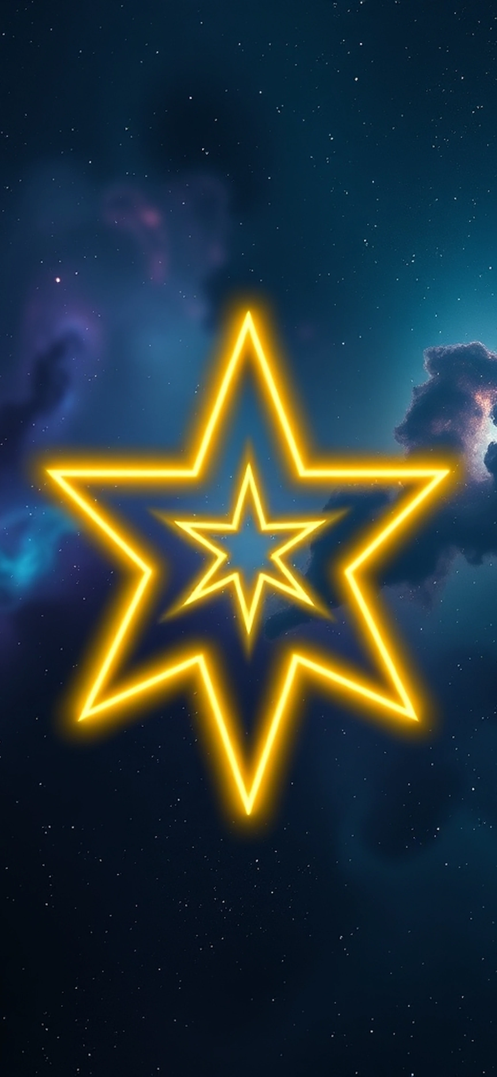 A Yellow Neon Five Pointed Star In Charcoal iPhone wallpaper