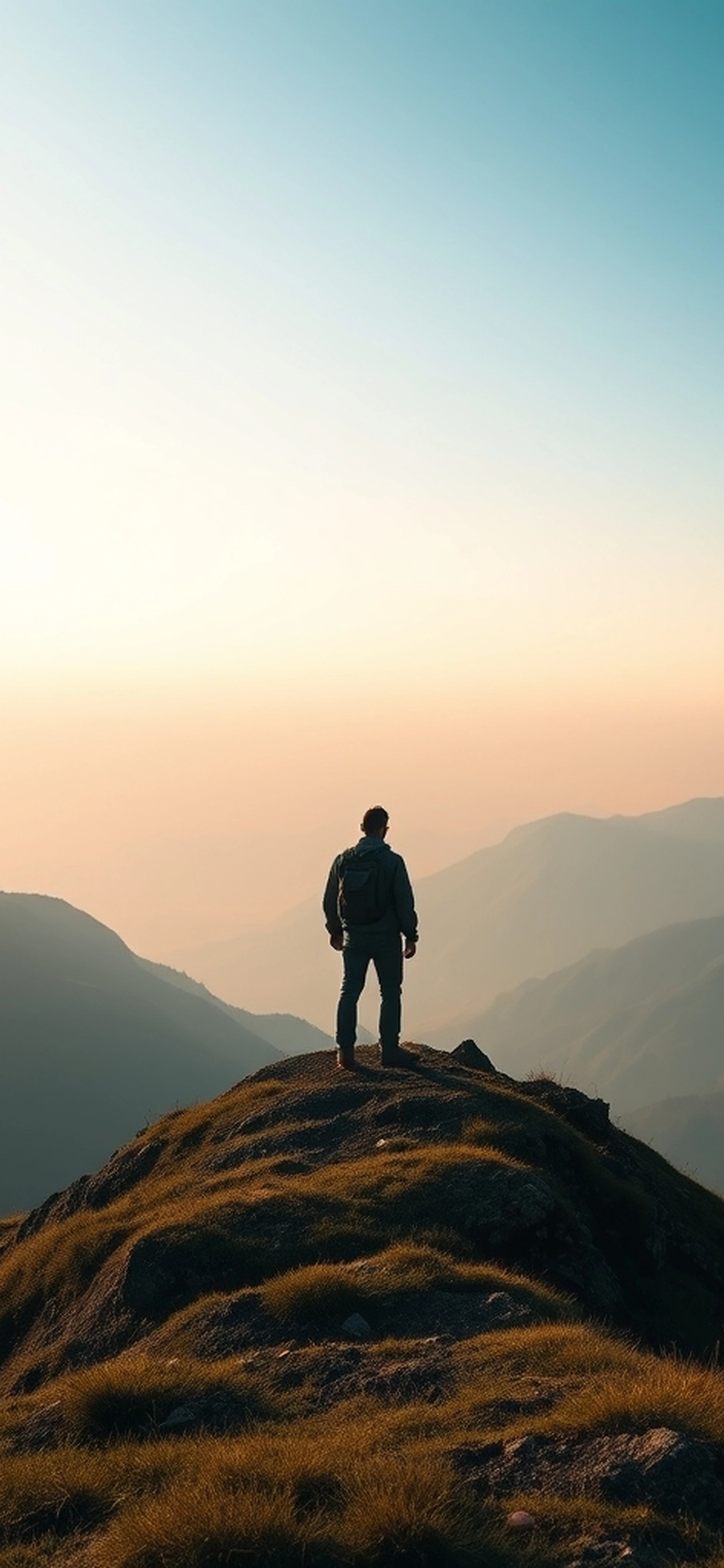 Alone Man In Mountains In North Caucas Art Style iPhone wallpaper