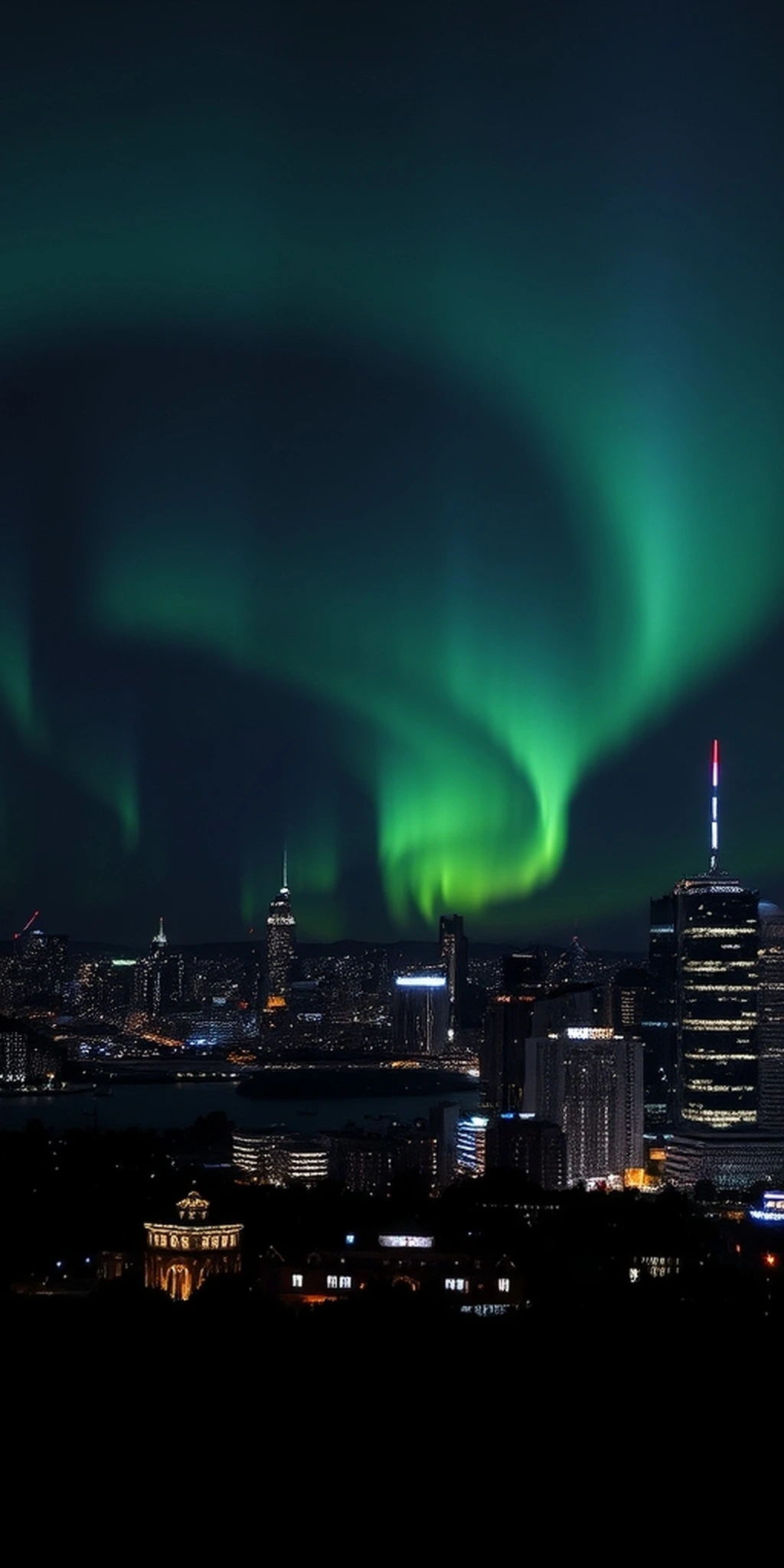 Aurora Borealis Sydney Australia Downtown Dark Mode iPhone wallpaper